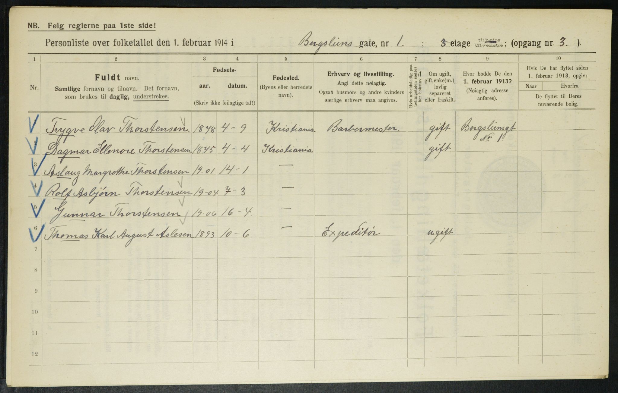 OBA, Kommunal folketelling 1.2.1914 for Kristiania, 1914, s. 4020