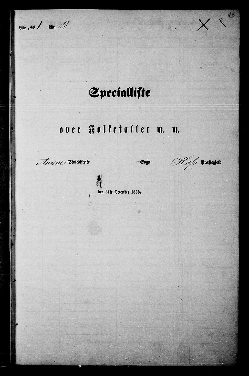 RA, Folketelling 1865 for 0424P Hof prestegjeld, 1865, s. 25