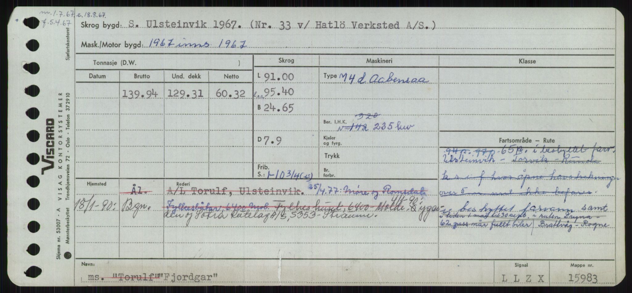 Sjøfartsdirektoratet med forløpere, Skipsmålingen, RA/S-1627/H/Ha/L0002/0001: Fartøy, Eik-Hill / Fartøy, Eik-F, s. 523