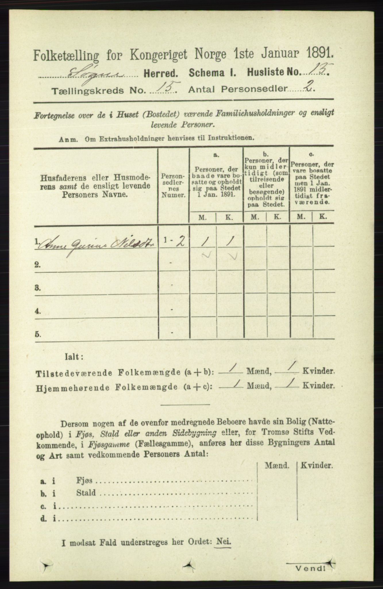 RA, Folketelling 1891 for 1018 Søgne herred, 1891, s. 3812