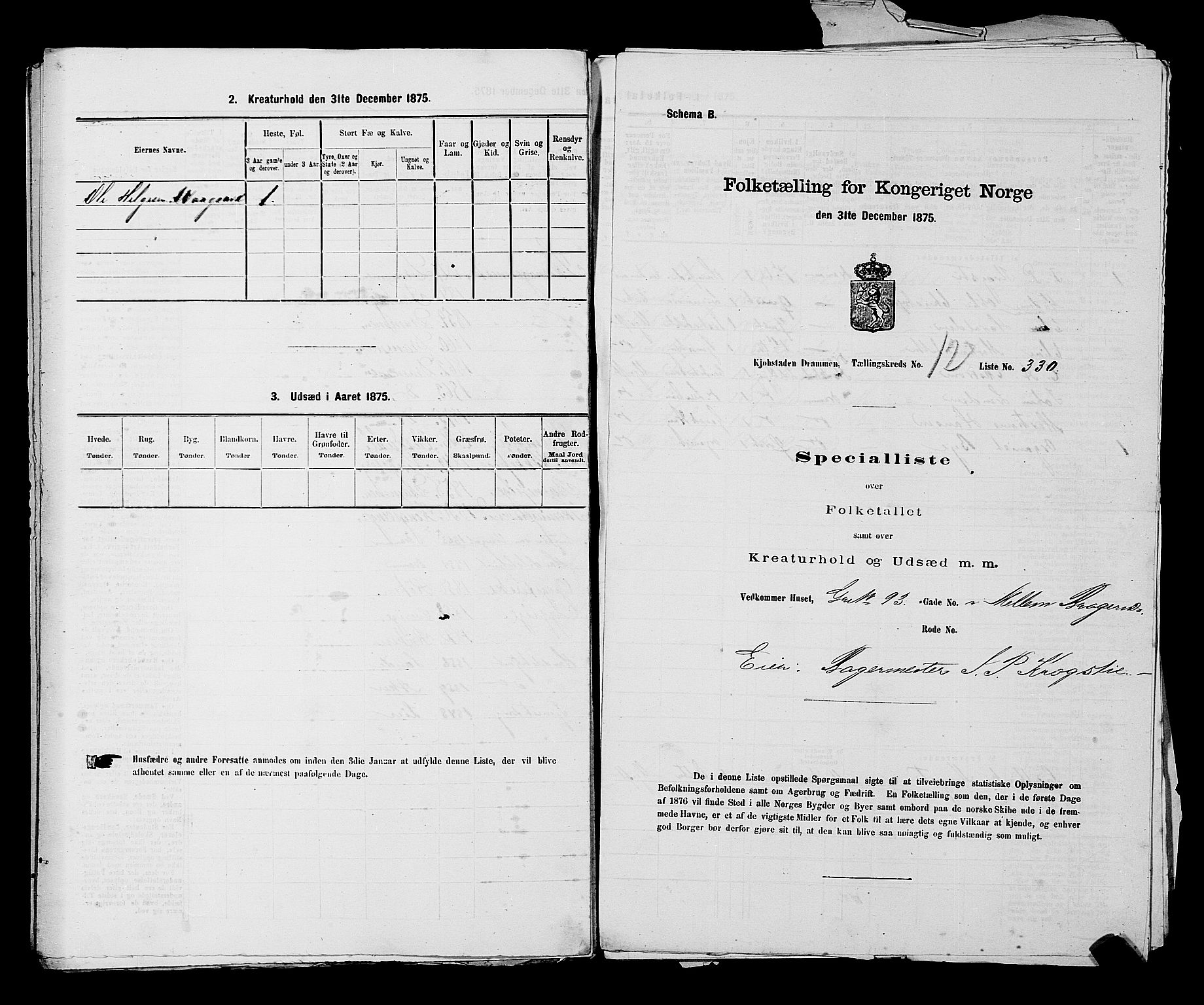 SAKO, Folketelling 1875 for 0602 Drammen kjøpstad, 1875, s. 1325