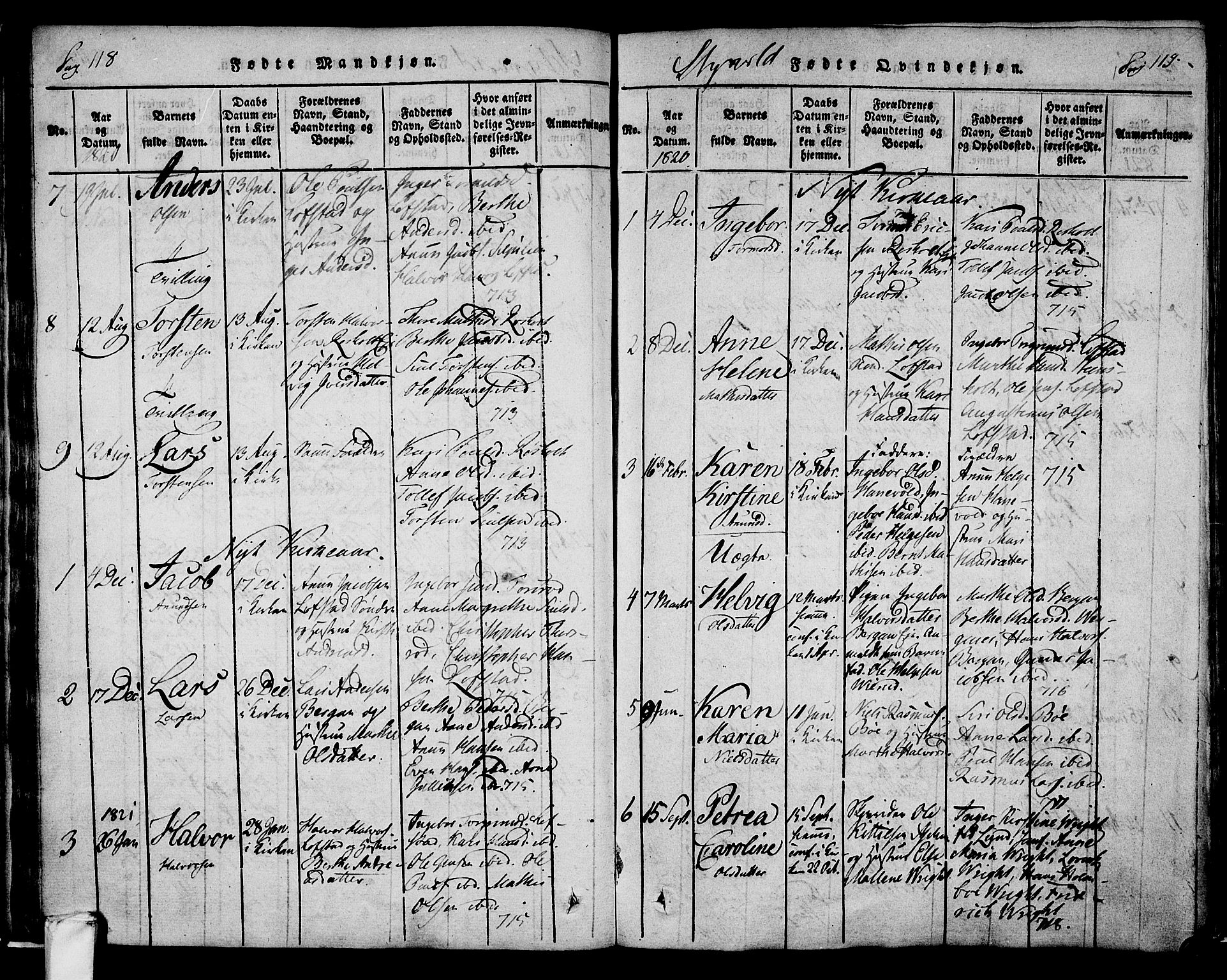 Lardal kirkebøker, AV/SAKO-A-350/F/Fa/L0005: Ministerialbok nr. I 5, 1814-1835, s. 118-119