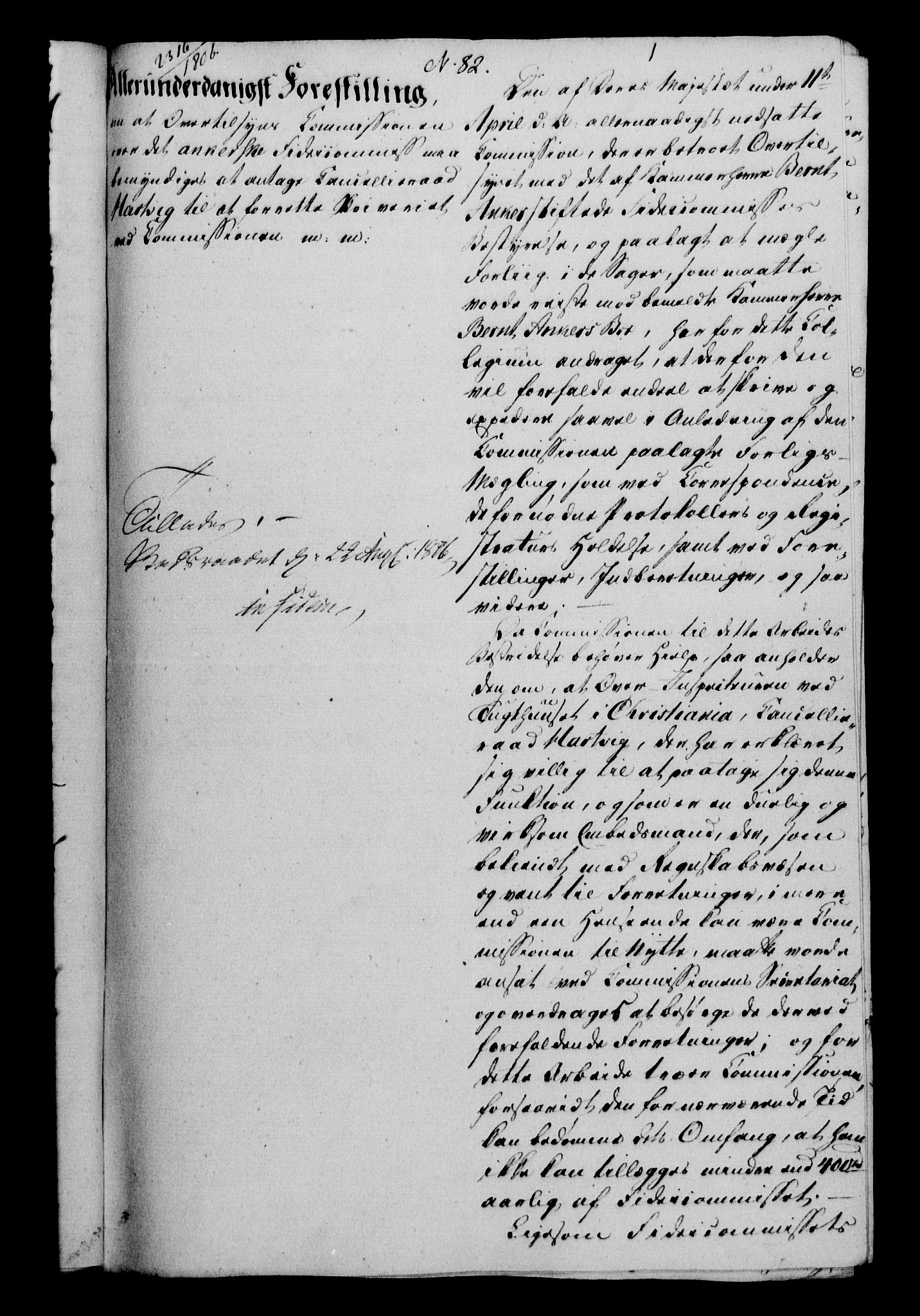 Danske Kanselli 1800-1814, AV/RA-EA-3024/H/Hf/Hfa/Hfab/L0007: Forestillinger, 1806