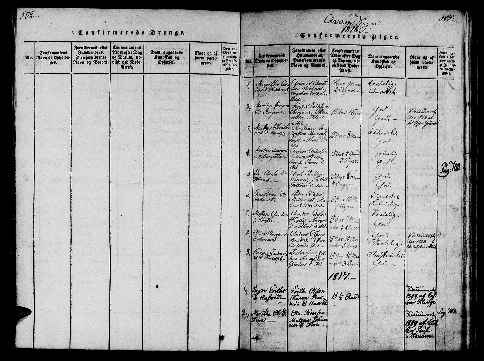 Ministerialprotokoller, klokkerbøker og fødselsregistre - Nord-Trøndelag, SAT/A-1458/746/L0441: Ministerialbok nr. 746A03 /2, 1816-1827, s. 502-505