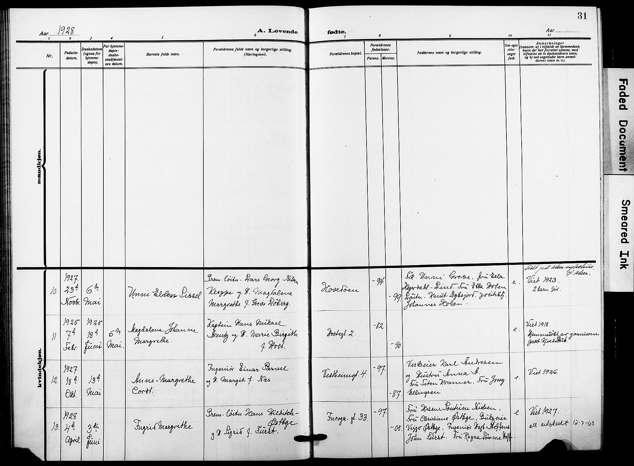 Garnisonsmenigheten Kirkebøker, AV/SAO-A-10846/F/Fa/L0016: Ministerialbok nr. 16, 1922-1930, s. 31