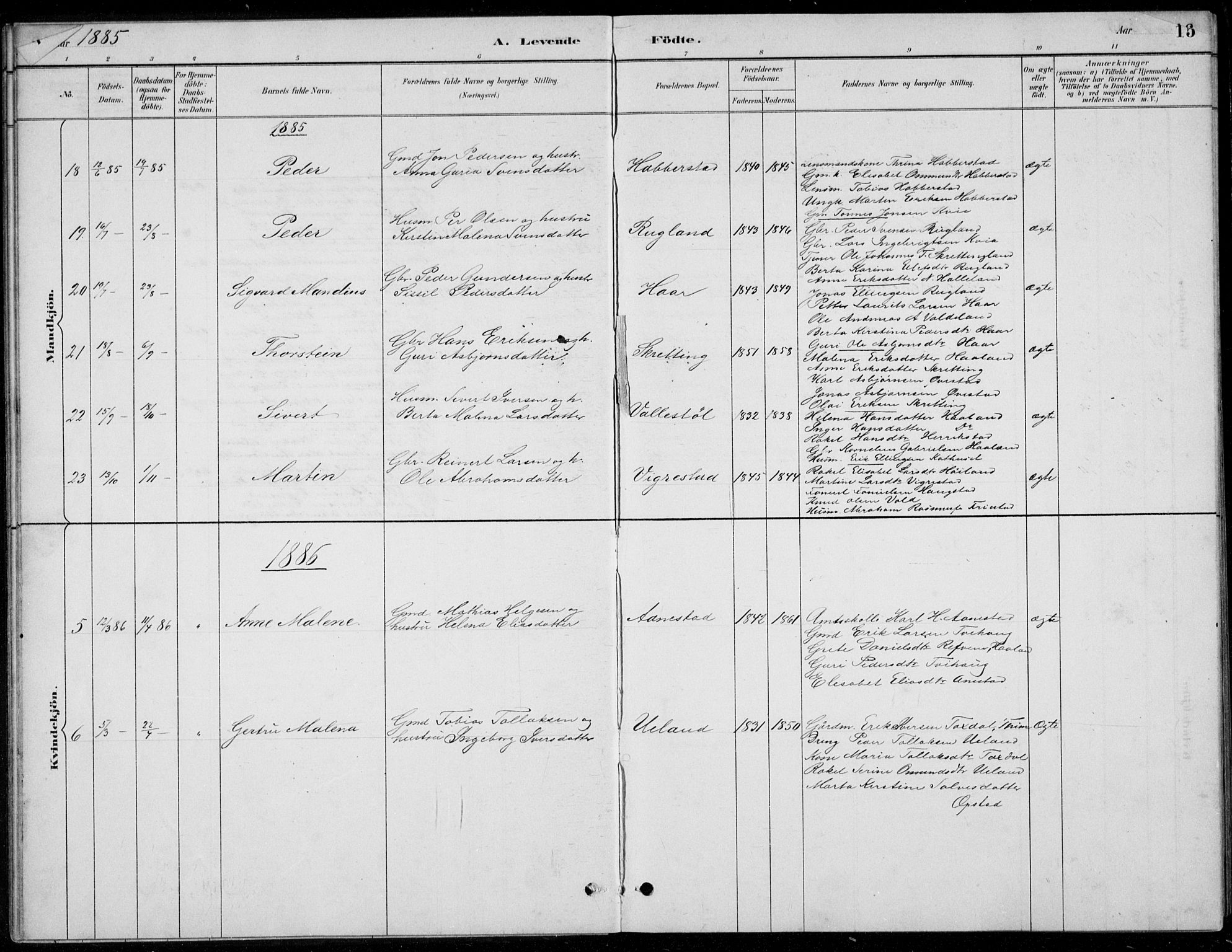 Hå sokneprestkontor, AV/SAST-A-101801/001/30BB/L0004: Klokkerbok nr. B 4, 1883-1899, s. 15