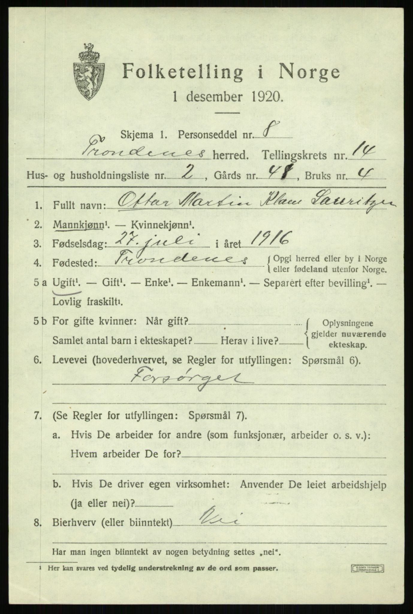 SATØ, Folketelling 1920 for 1914 Trondenes herred, 1920, s. 9983