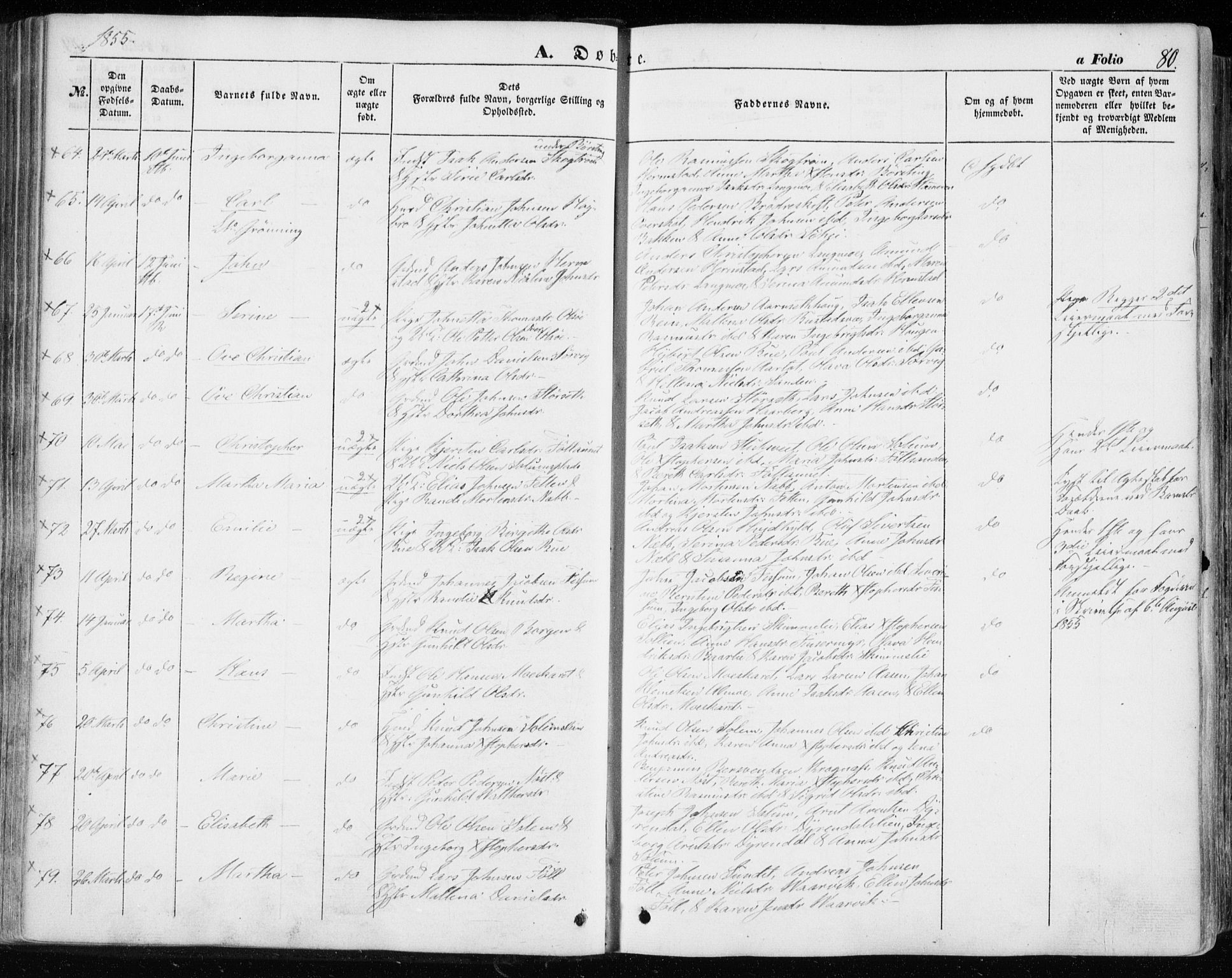 Ministerialprotokoller, klokkerbøker og fødselsregistre - Sør-Trøndelag, SAT/A-1456/646/L0611: Ministerialbok nr. 646A09, 1848-1857, s. 80