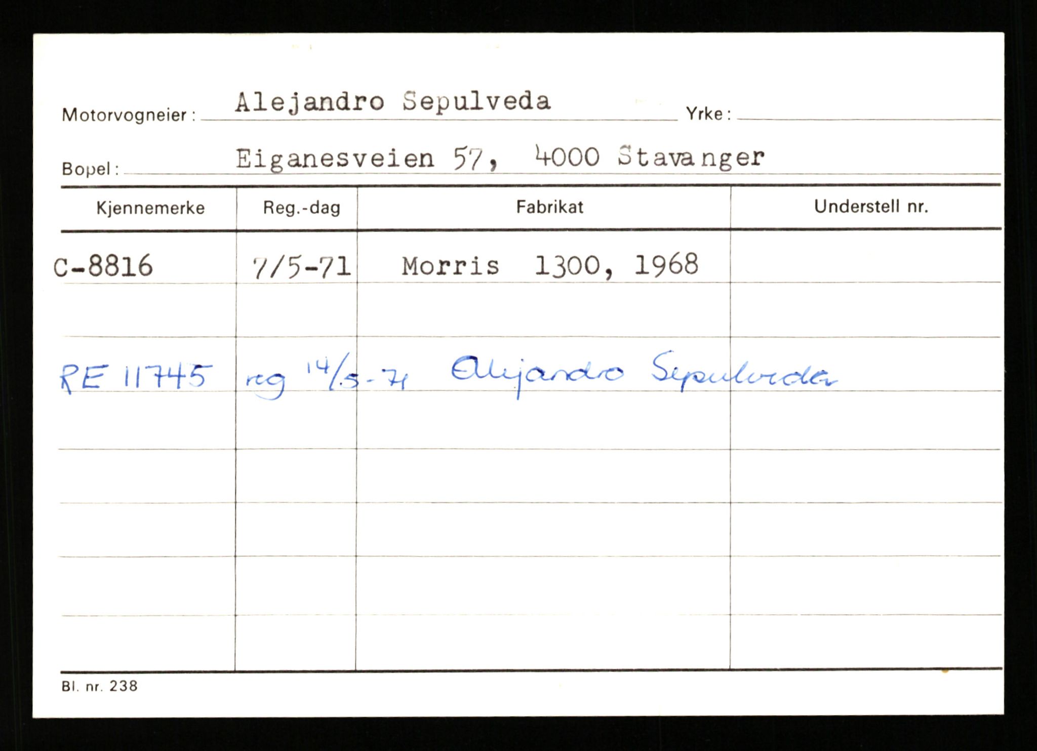 Stavanger trafikkstasjon, SAST/A-101942/0/G/L0002: Registreringsnummer: 5791 - 10405, 1930-1971, s. 1937