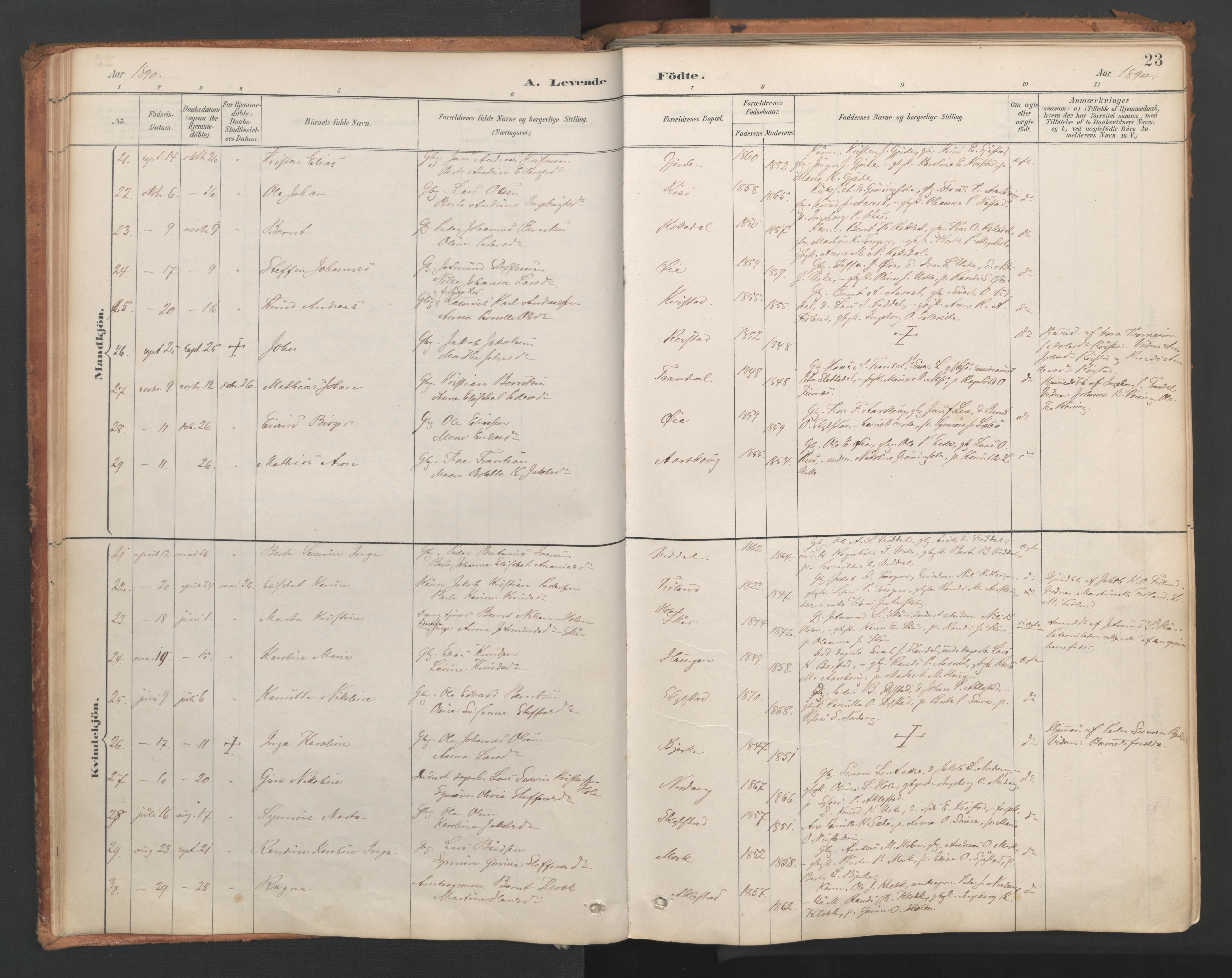 Ministerialprotokoller, klokkerbøker og fødselsregistre - Møre og Romsdal, AV/SAT-A-1454/515/L0211: Ministerialbok nr. 515A07, 1886-1910, s. 23