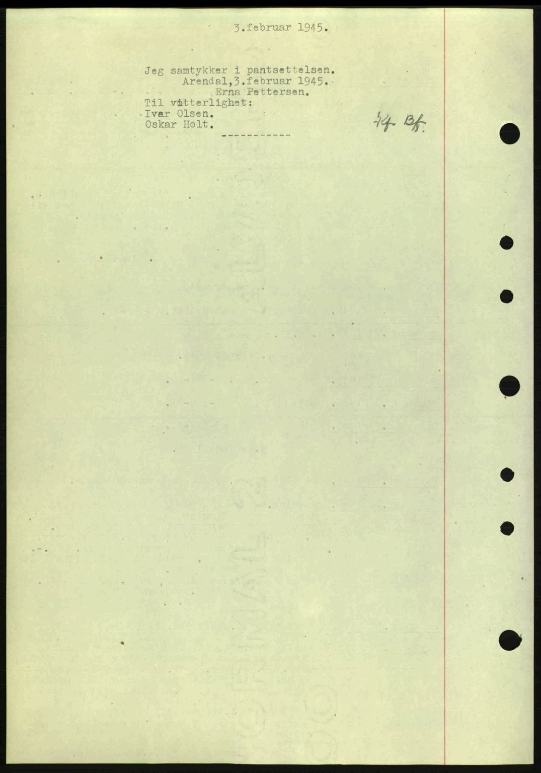 Nedenes sorenskriveri, AV/SAK-1221-0006/G/Gb/Gba/L0052: Pantebok nr. A6a, 1944-1945, Dagboknr: 72/1945