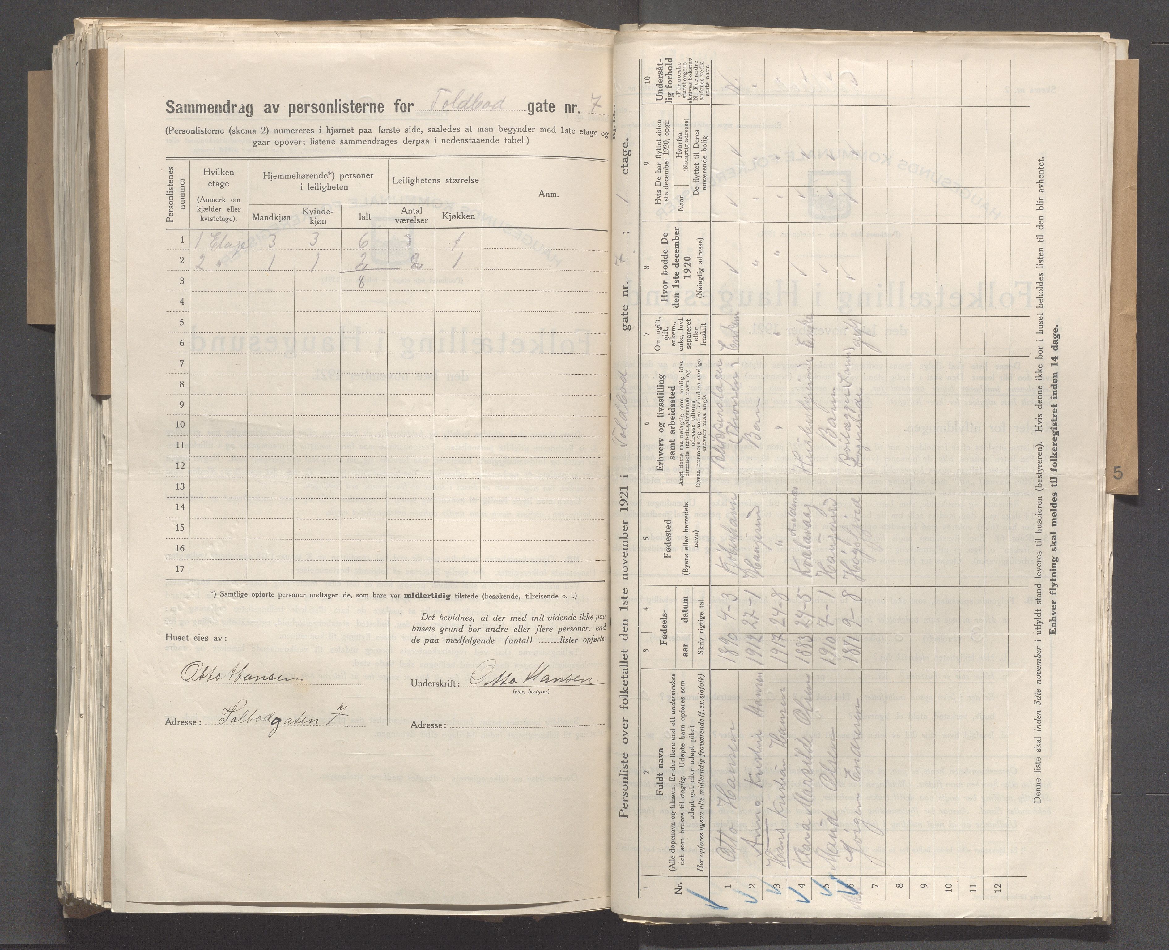 IKAR, Kommunal folketelling 1.11.1921 for Haugesund, 1921, s. 7424