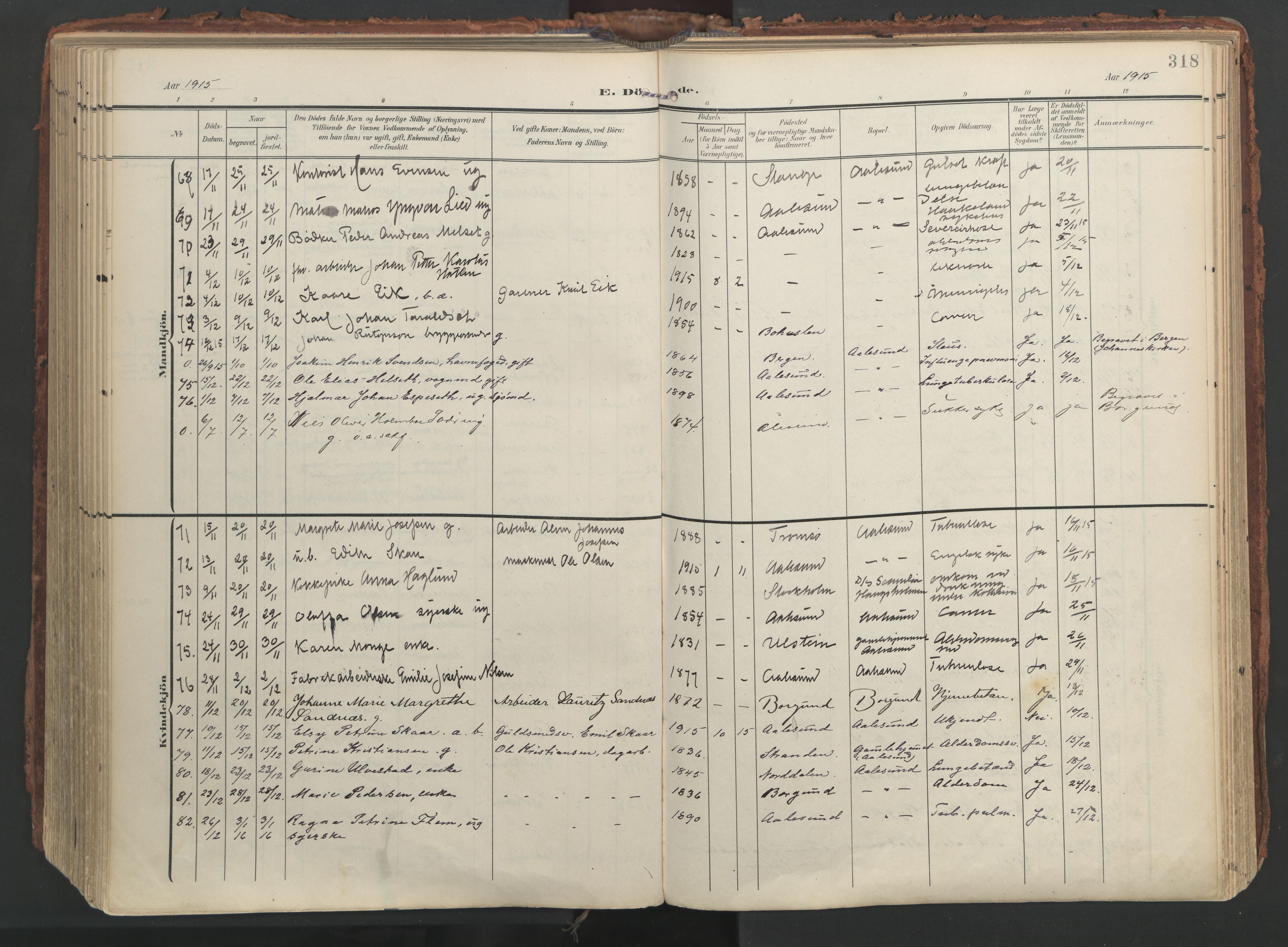 Ministerialprotokoller, klokkerbøker og fødselsregistre - Møre og Romsdal, AV/SAT-A-1454/529/L0459: Ministerialbok nr. 529A09, 1904-1917, s. 318