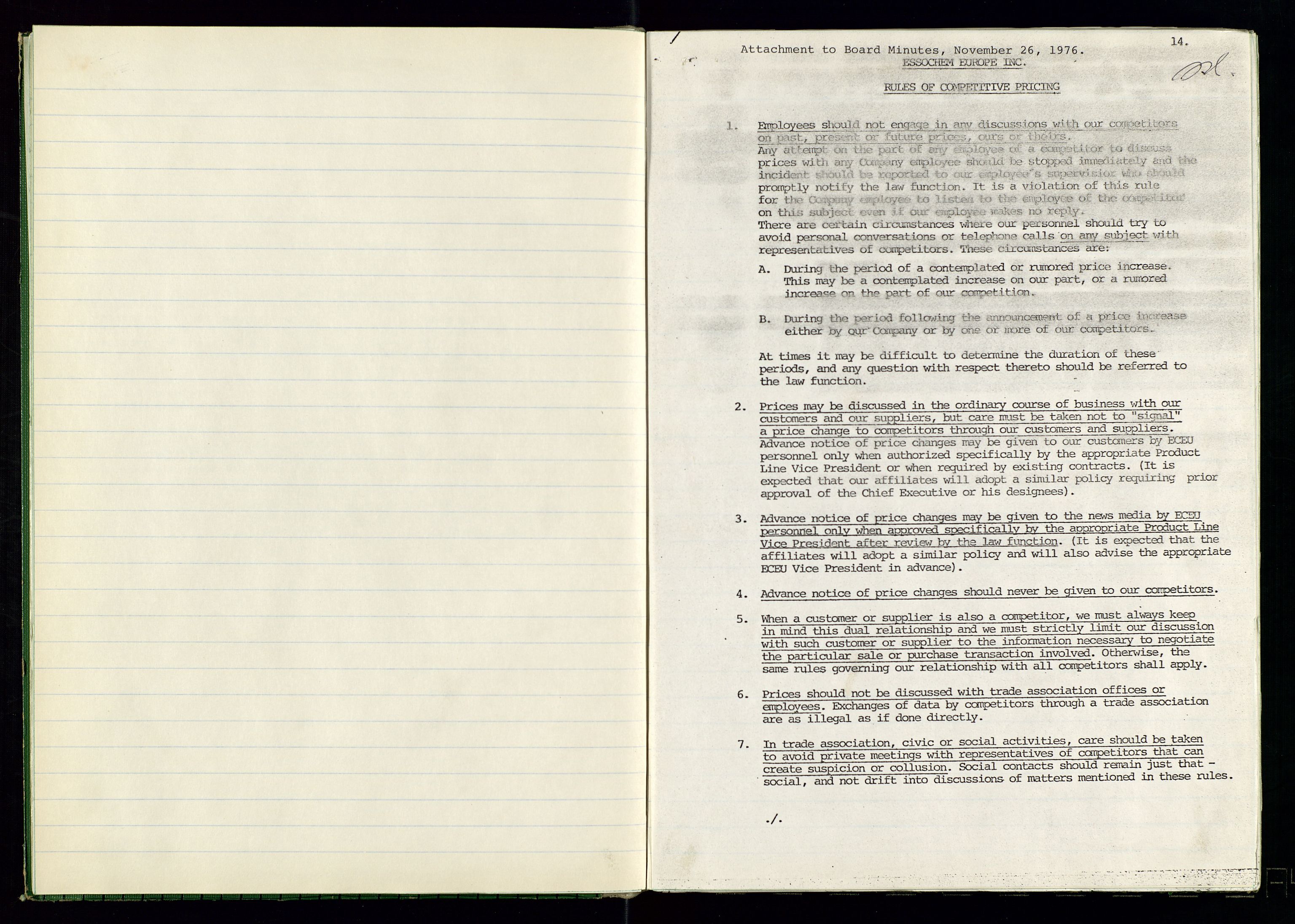 PA 1538 - Exxon Chemical Norge A/S, SAST/A-101958/A/Aa/L0001/0001: Generalforsamlinger og styreprotokoller / Styreprotokoll, 1966-1996