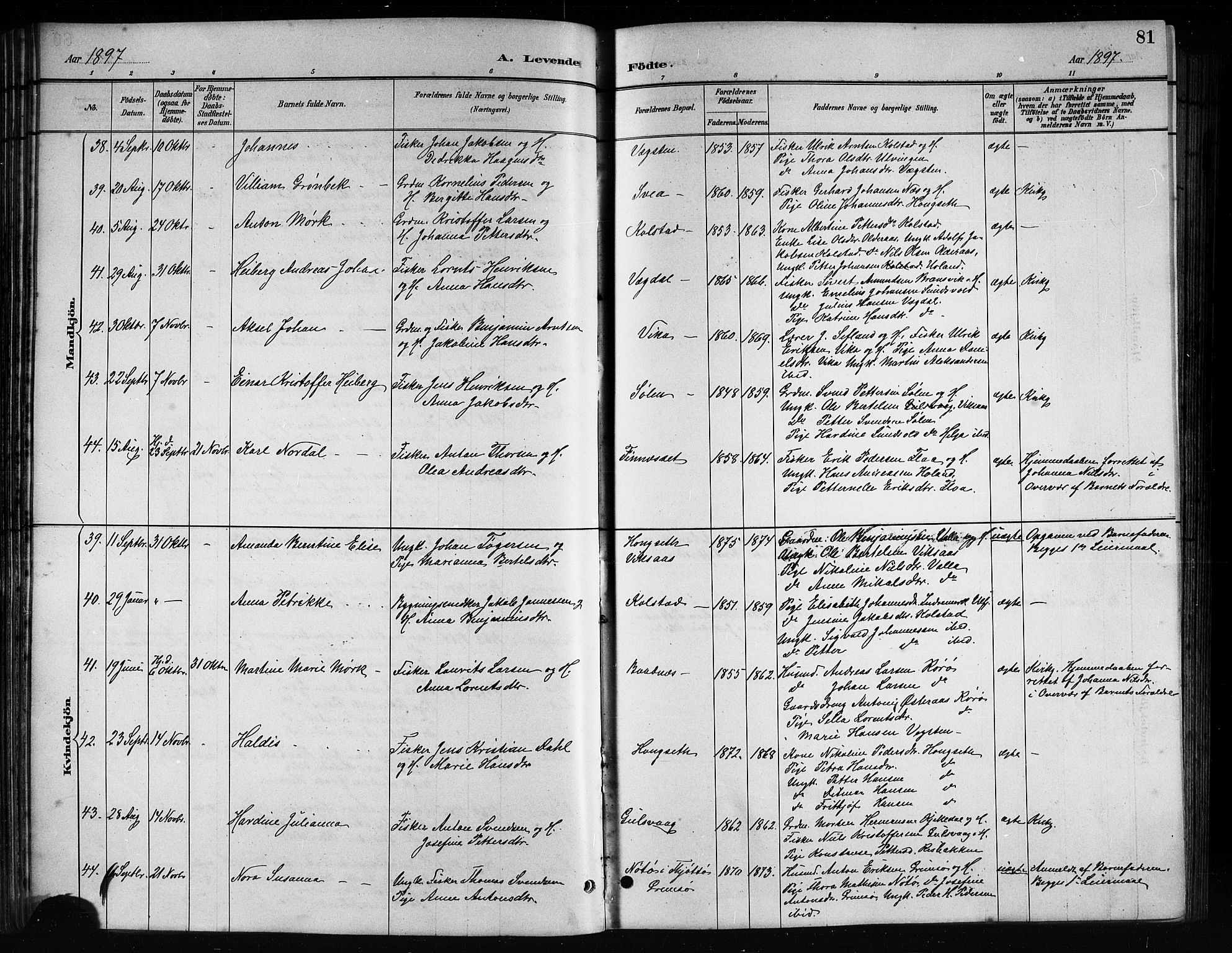 Ministerialprotokoller, klokkerbøker og fødselsregistre - Nordland, AV/SAT-A-1459/816/L0253: Klokkerbok nr. 816C03, 1886-1905, s. 81