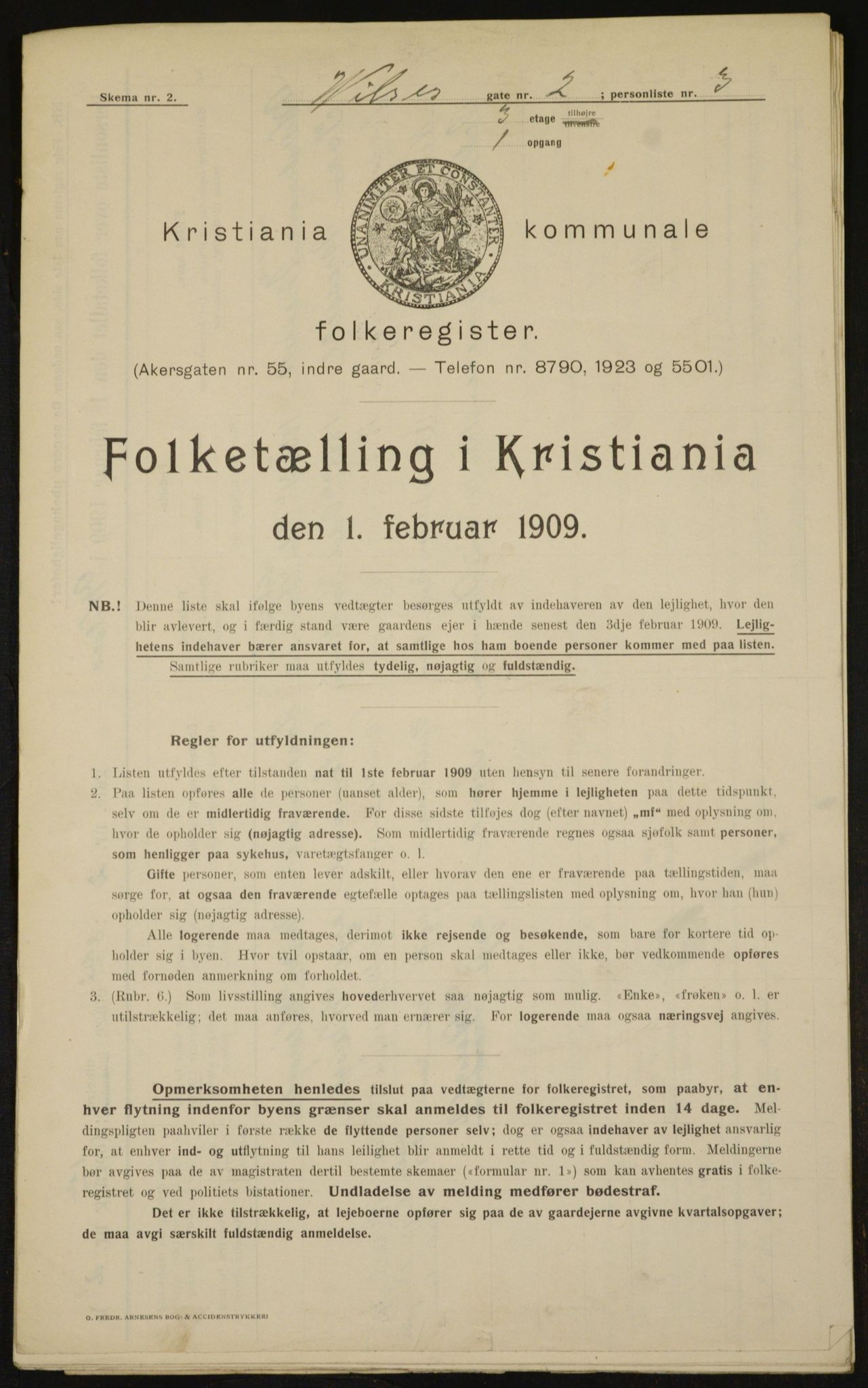 OBA, Kommunal folketelling 1.2.1909 for Kristiania kjøpstad, 1909, s. 116440