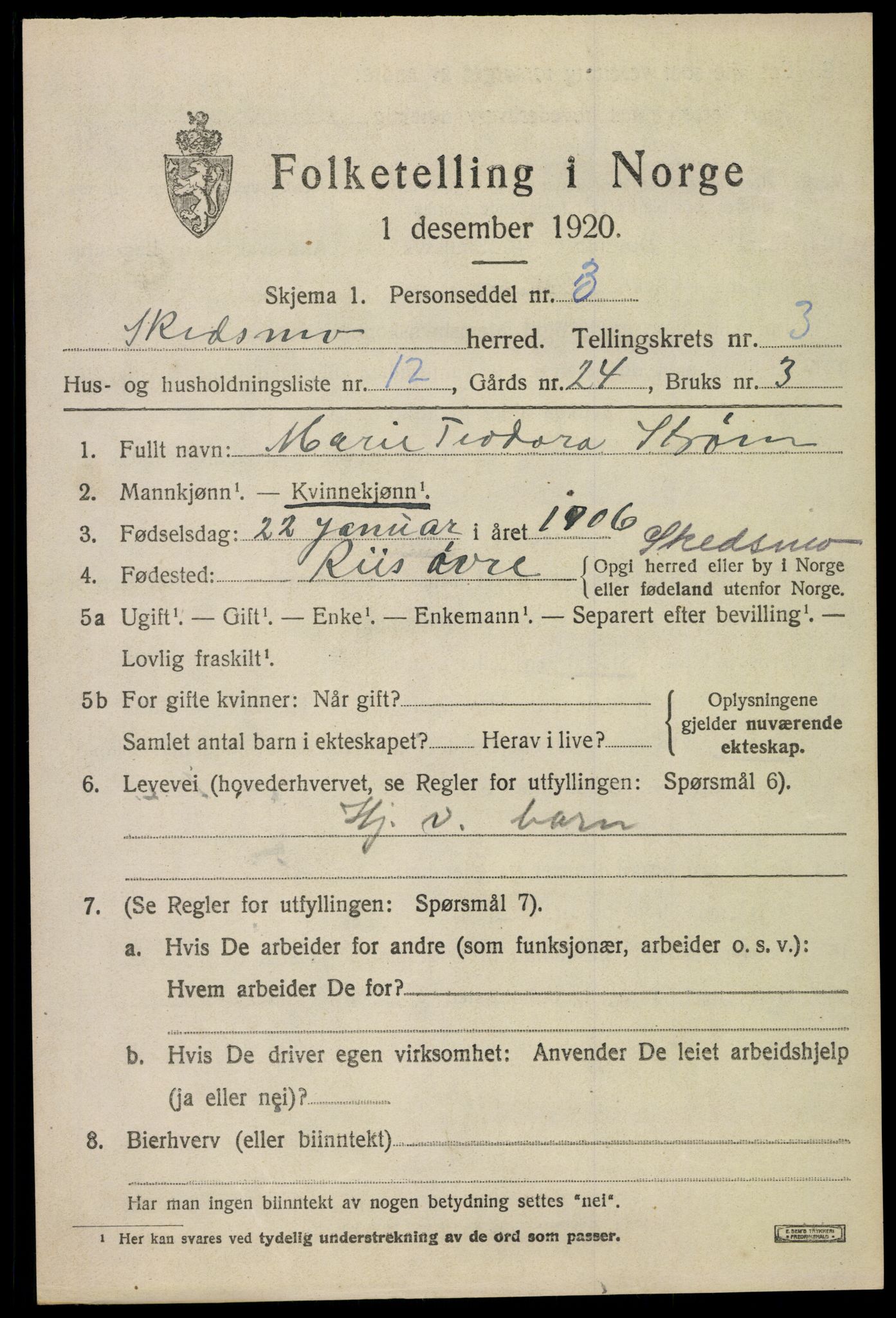 SAO, Folketelling 1920 for 0231 Skedsmo herred, 1920, s. 3701