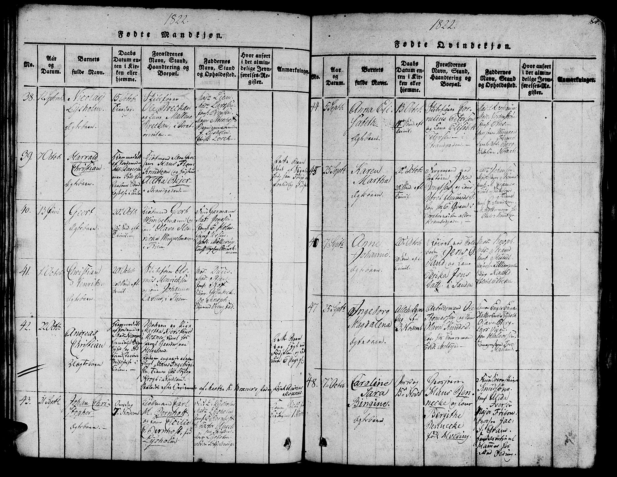 Ministerialprotokoller, klokkerbøker og fødselsregistre - Sør-Trøndelag, SAT/A-1456/602/L0135: Klokkerbok nr. 602C03, 1815-1832, s. 84