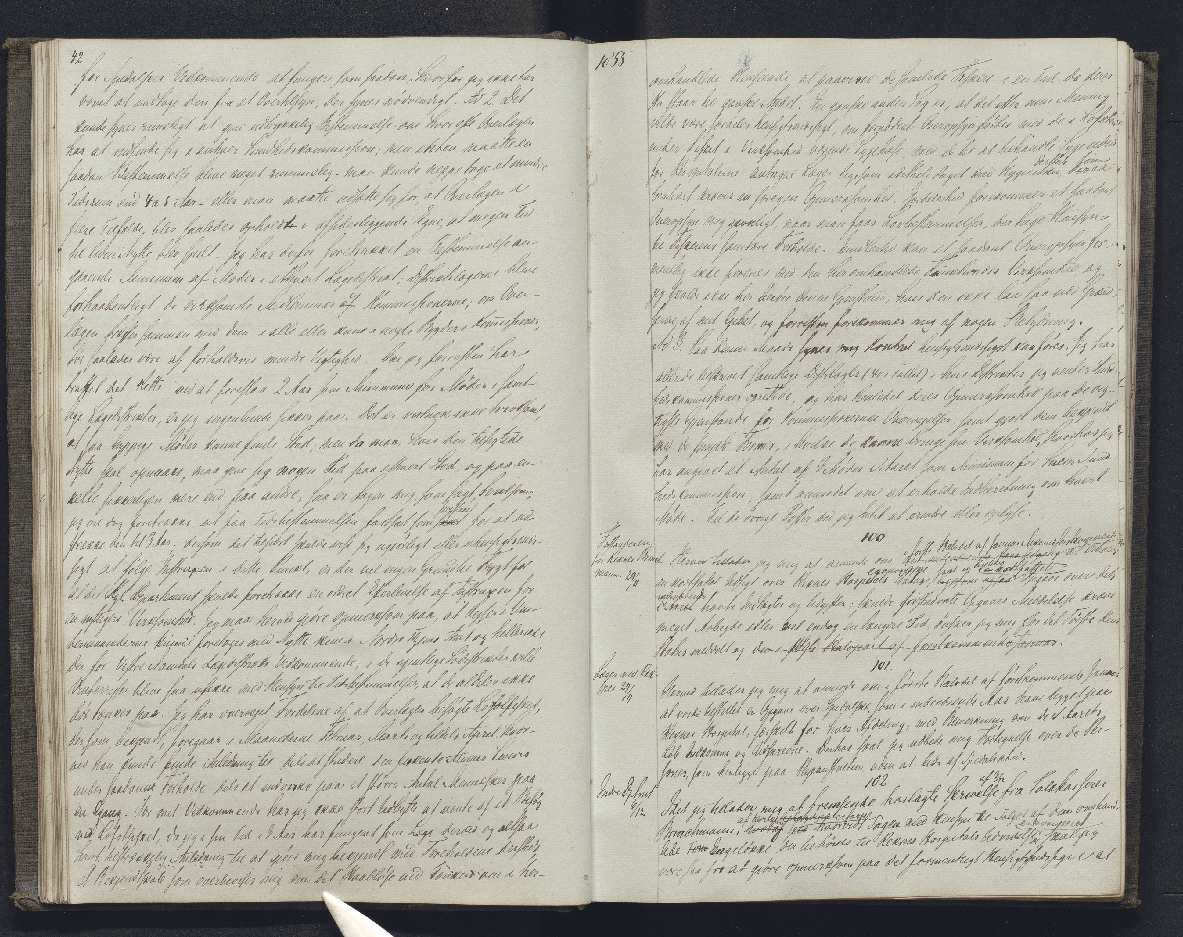 Lepraarkiver - Overlegen for den spedalske sykdom, AV/SAB-A-61001/B.b/L0001: Kopibok, 1854-1858, s. 42-43