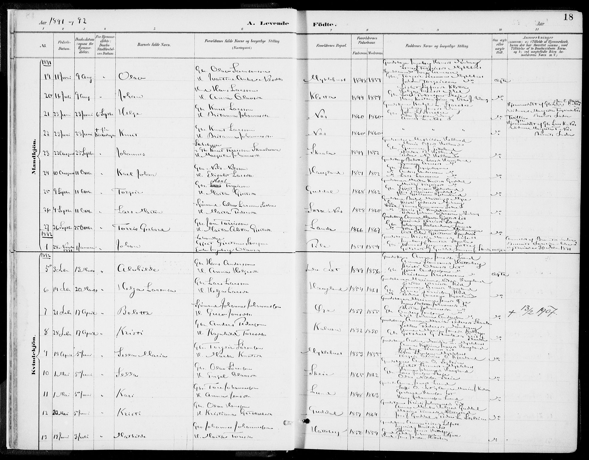 Kvinnherad sokneprestembete, AV/SAB-A-76401/H/Haa: Ministerialbok nr. B  1, 1887-1921, s. 18