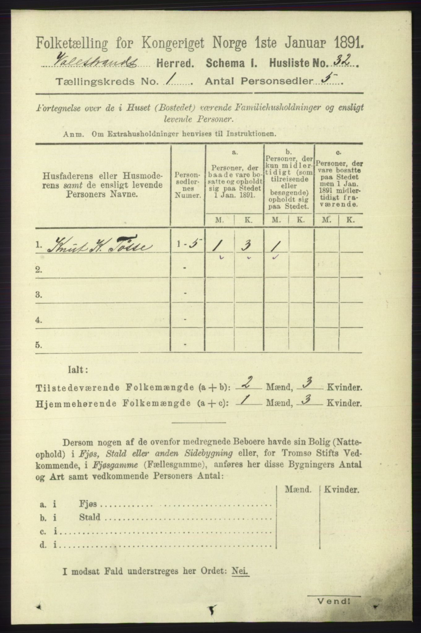 RA, Folketelling 1891 for 1217 Valestrand herred, 1891, s. 47