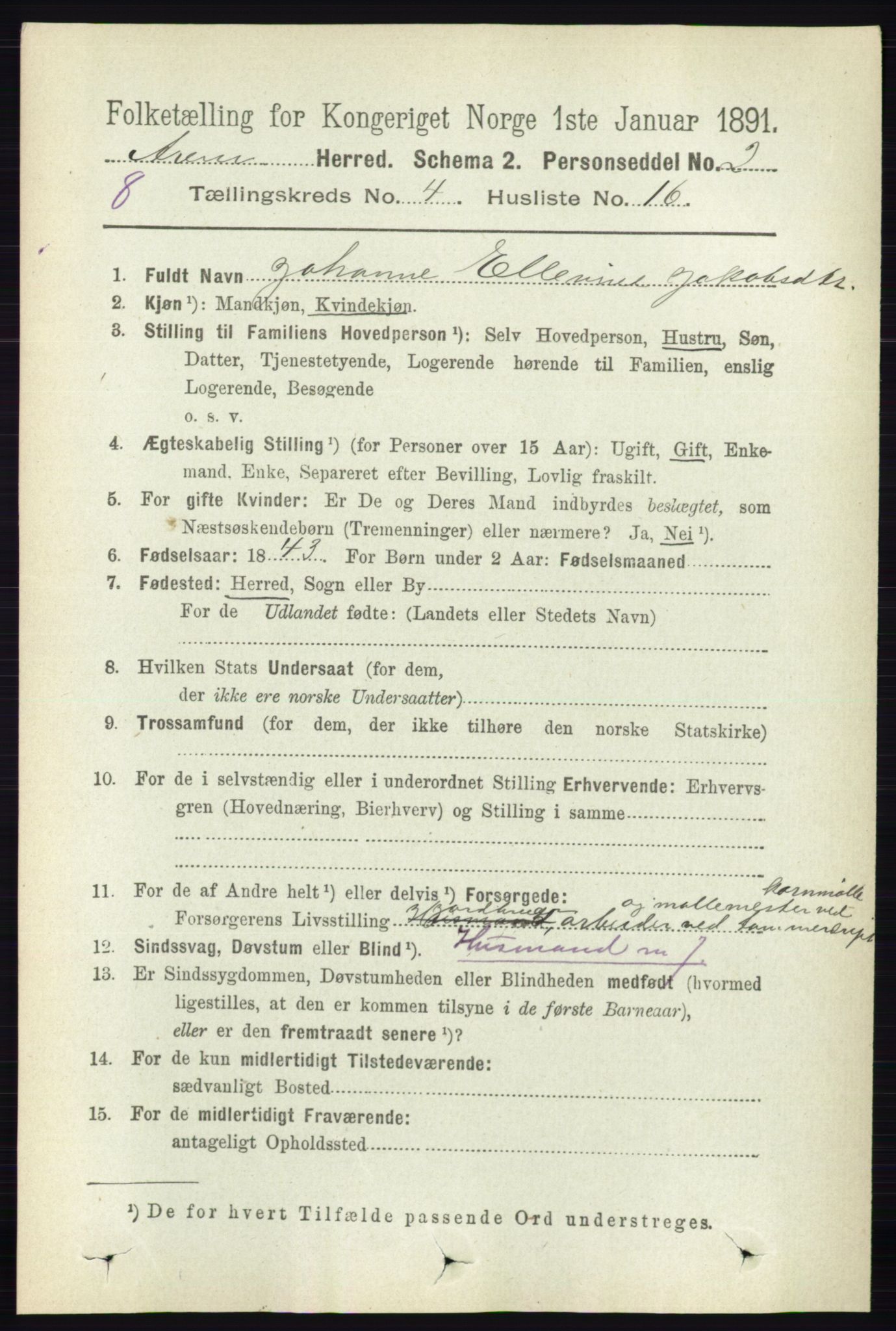 RA, Folketelling 1891 for 0118 Aremark herred, 1891, s. 2020