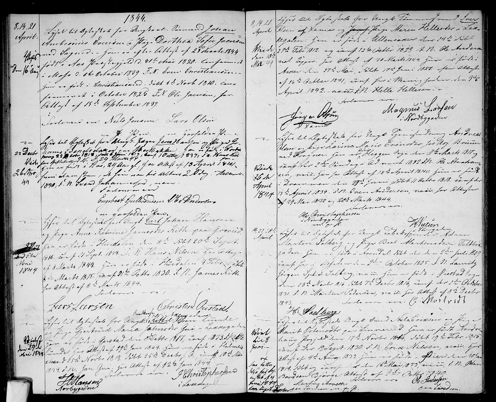 Aker prestekontor kirkebøker, AV/SAO-A-10861/H/L0002: Lysningsprotokoll nr. 2, 1842-1845