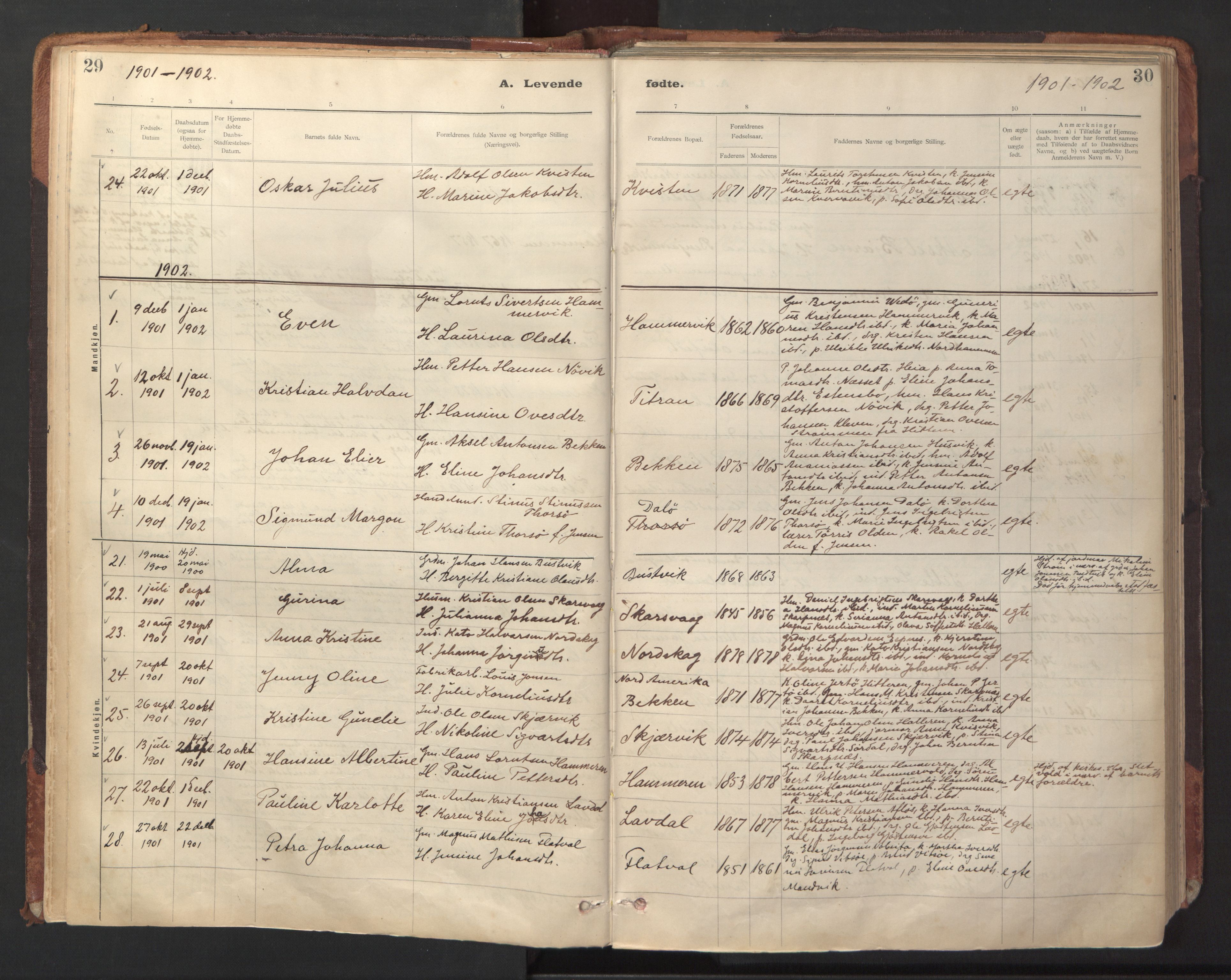 Ministerialprotokoller, klokkerbøker og fødselsregistre - Sør-Trøndelag, AV/SAT-A-1456/641/L0596: Ministerialbok nr. 641A02, 1898-1915, s. 29-30