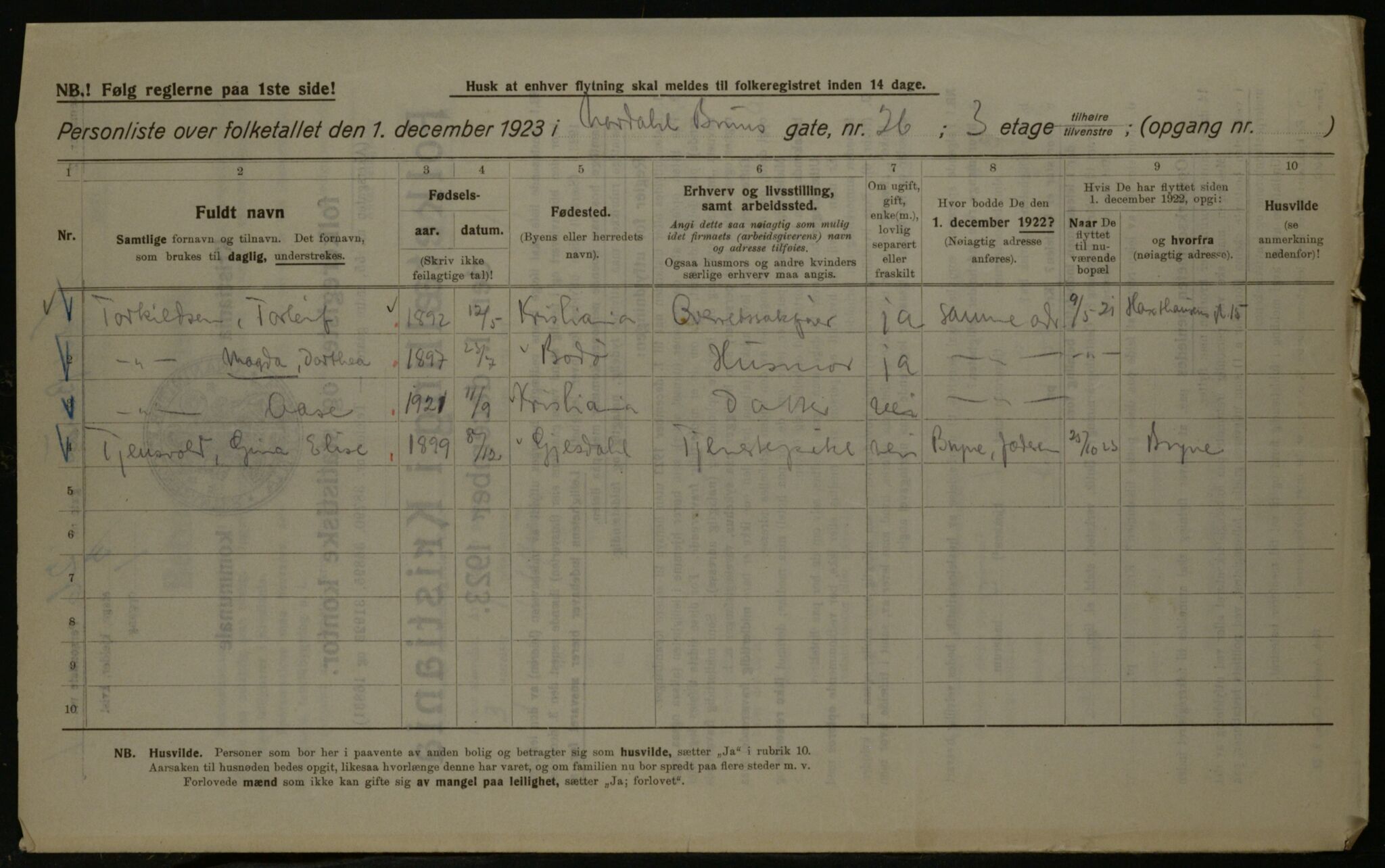 OBA, Kommunal folketelling 1.12.1923 for Kristiania, 1923, s. 79646