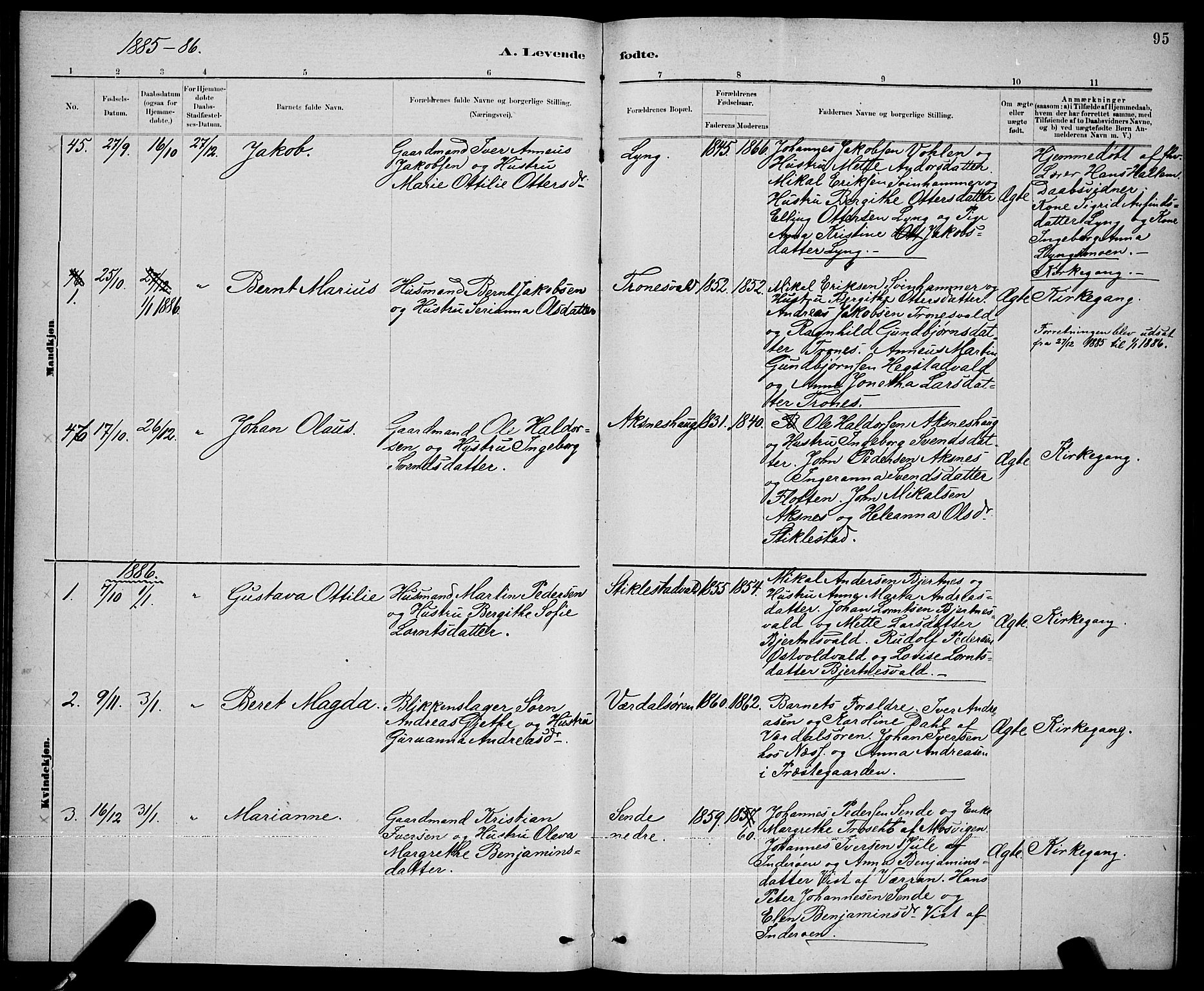 Ministerialprotokoller, klokkerbøker og fødselsregistre - Nord-Trøndelag, SAT/A-1458/723/L0256: Klokkerbok nr. 723C04, 1879-1890, s. 95