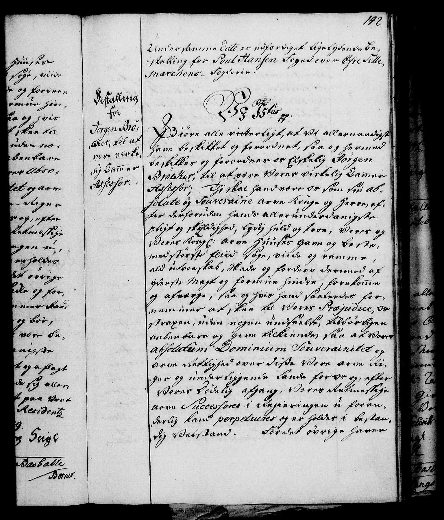 Rentekammeret, Kammerkanselliet, RA/EA-3111/G/Gg/Gge/L0003: Norsk bestallingsprotokoll med register (merket RK 53.27), 1745-1761, s. 142