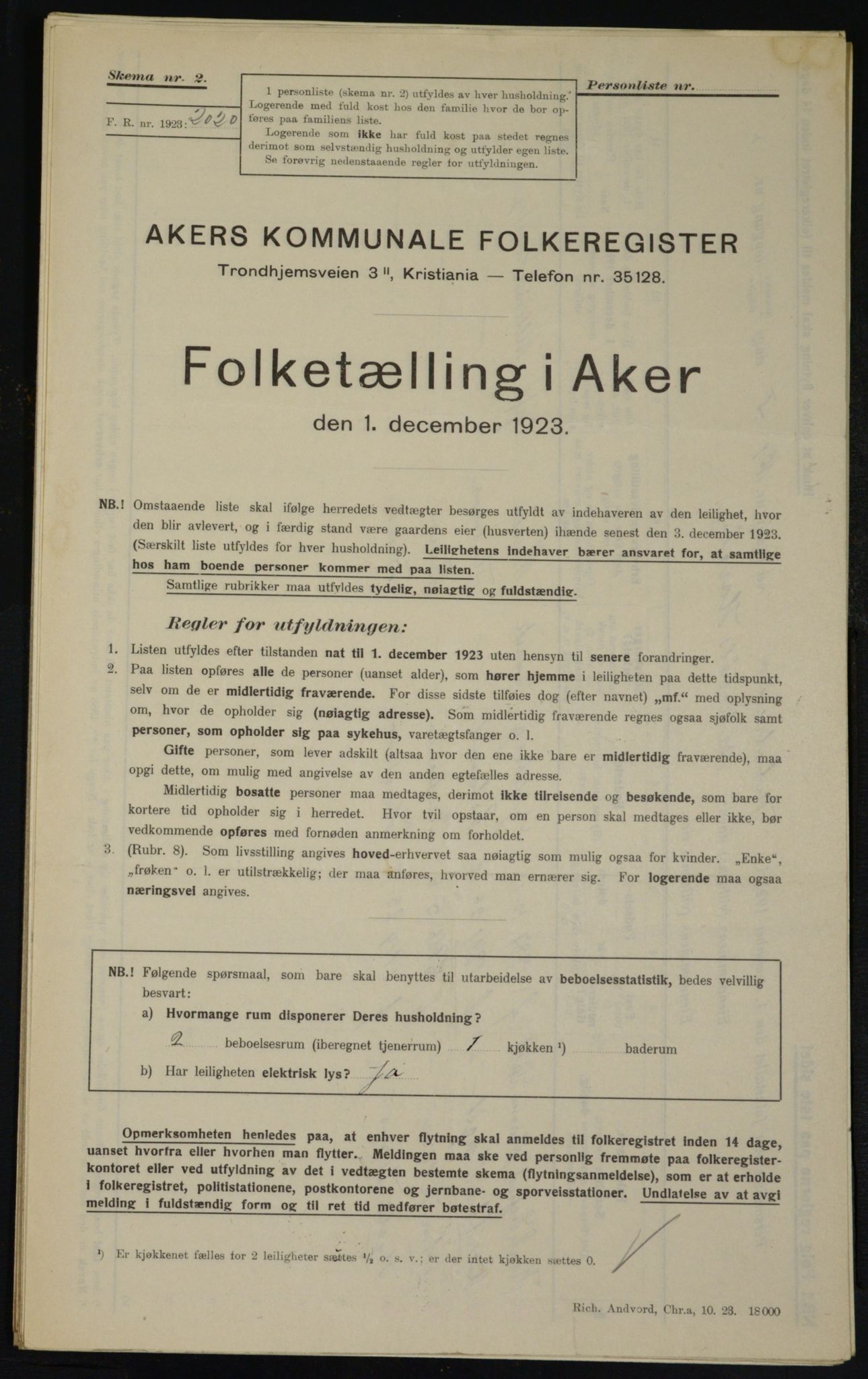 , Kommunal folketelling 1.12.1923 for Aker, 1923, s. 21033