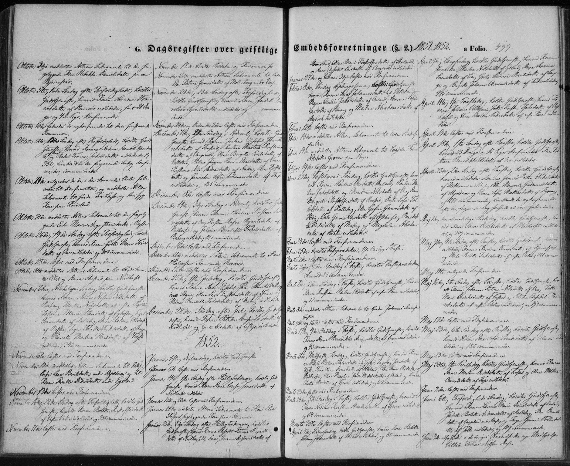 Lista sokneprestkontor, SAK/1111-0027/F/Fa/L0010: Ministerialbok nr. A 10, 1846-1861, s. 499