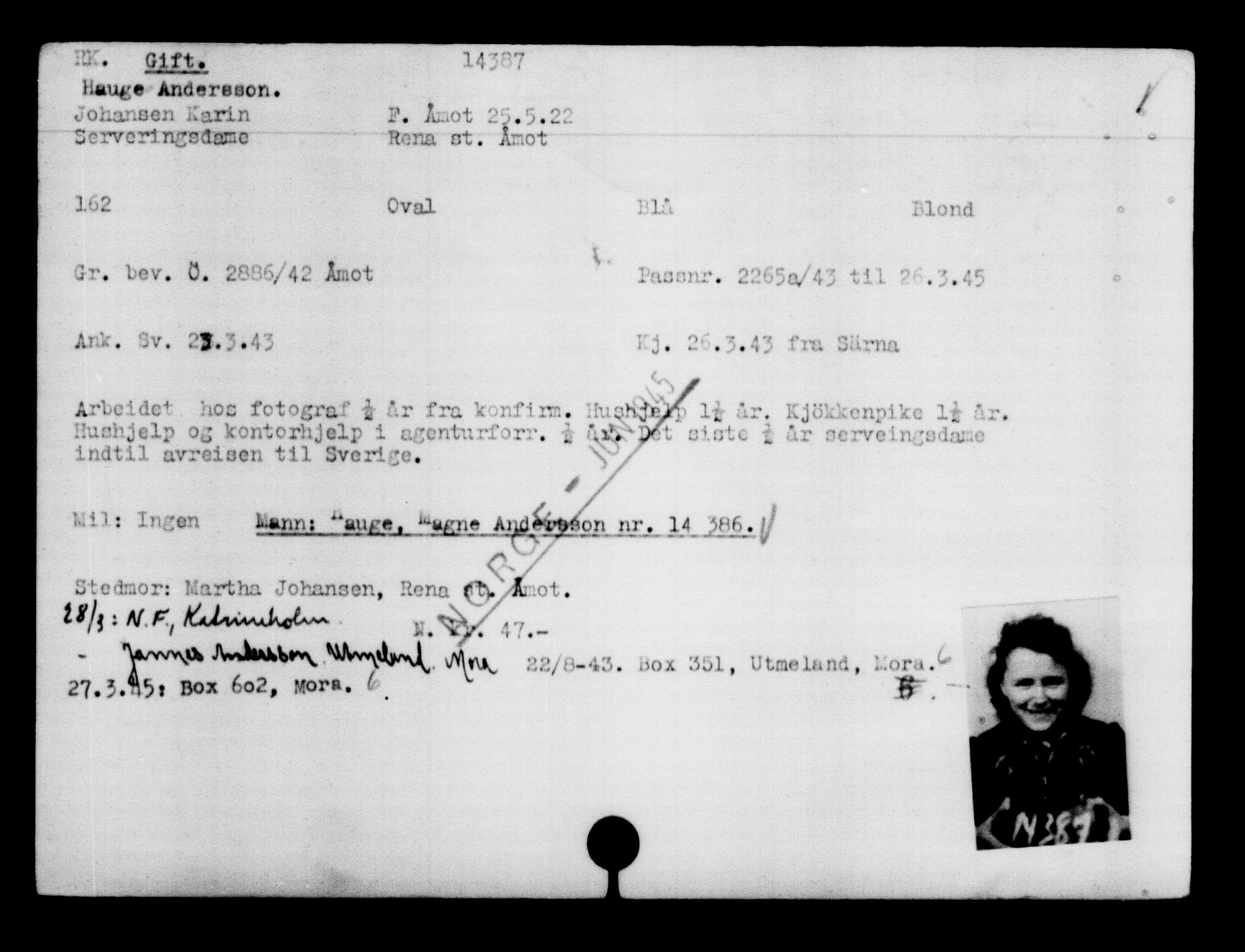 Den Kgl. Norske Legasjons Flyktningskontor, AV/RA-S-6753/V/Va/L0007: Kjesäterkartoteket.  Flyktningenr. 12700-15723, 1940-1945, s. 1950