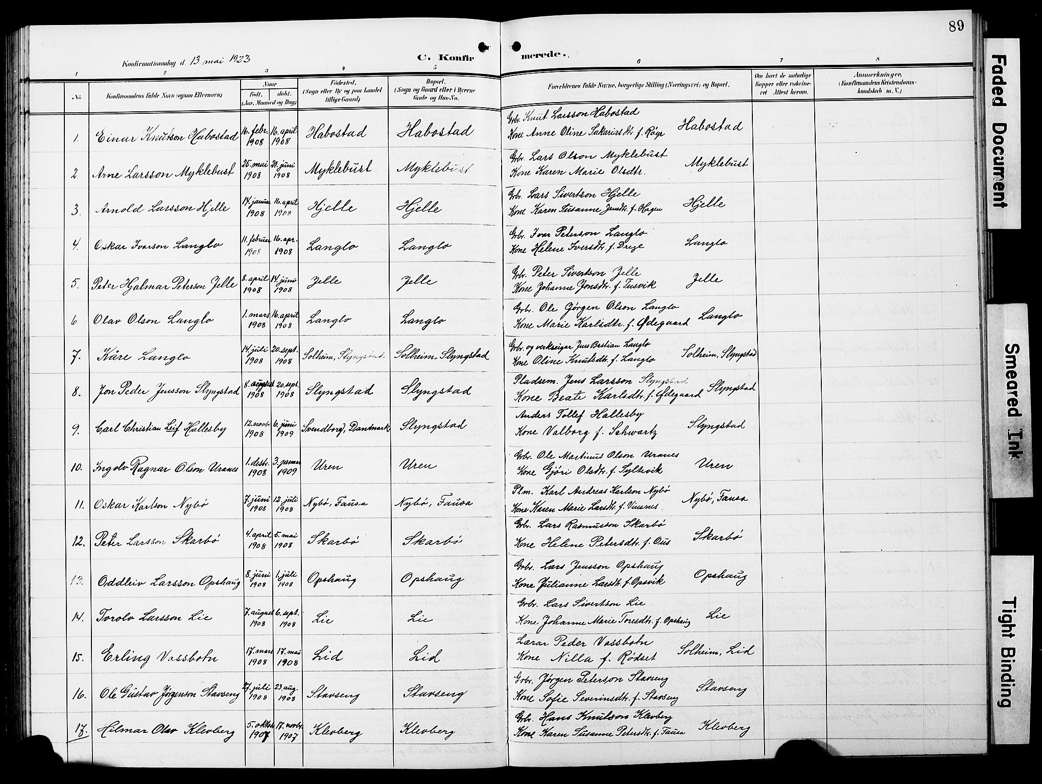 Ministerialprotokoller, klokkerbøker og fødselsregistre - Møre og Romsdal, AV/SAT-A-1454/520/L0293: Klokkerbok nr. 520C05, 1902-1923, s. 89