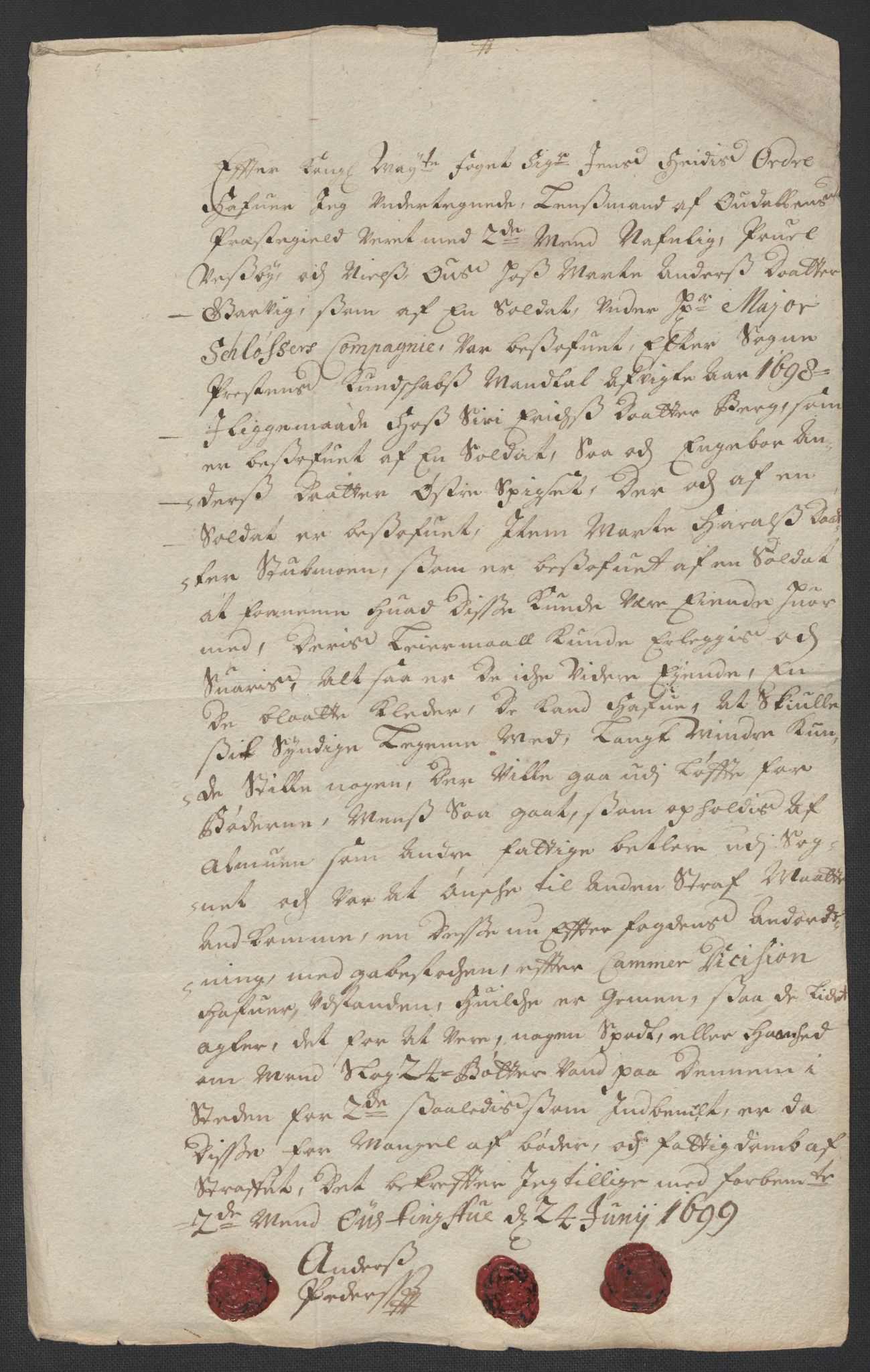 Rentekammeret inntil 1814, Reviderte regnskaper, Fogderegnskap, AV/RA-EA-4092/R13/L0837: Fogderegnskap Solør, Odal og Østerdal, 1699, s. 24