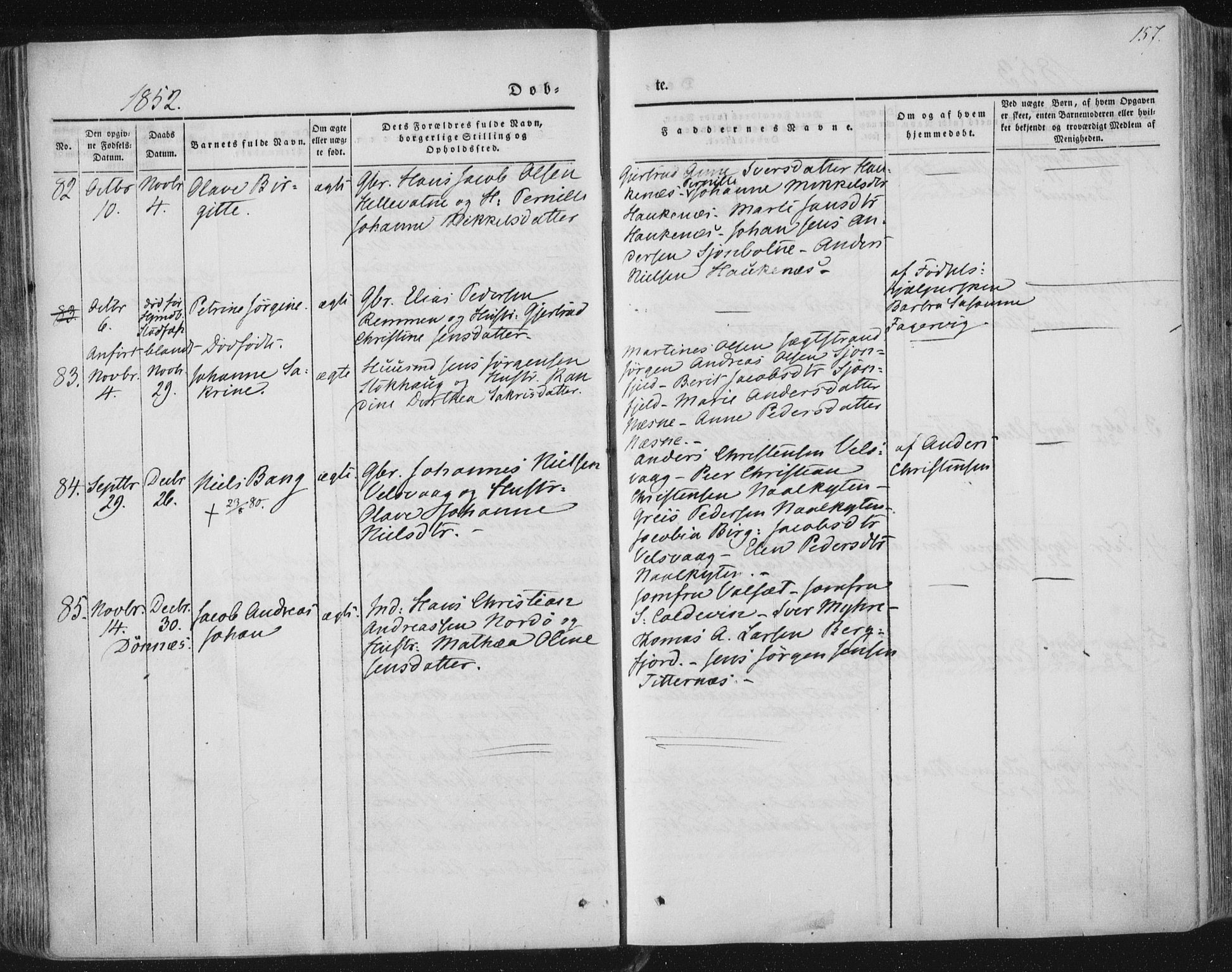 Ministerialprotokoller, klokkerbøker og fødselsregistre - Nordland, AV/SAT-A-1459/838/L0549: Ministerialbok nr. 838A07, 1840-1854, s. 157