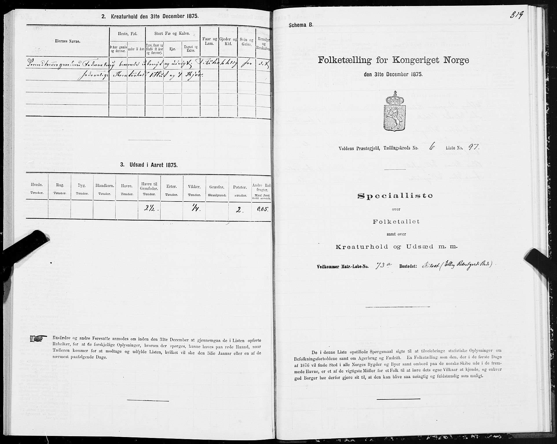 SAT, Folketelling 1875 for 1519P Volda prestegjeld, 1875, s. 4319