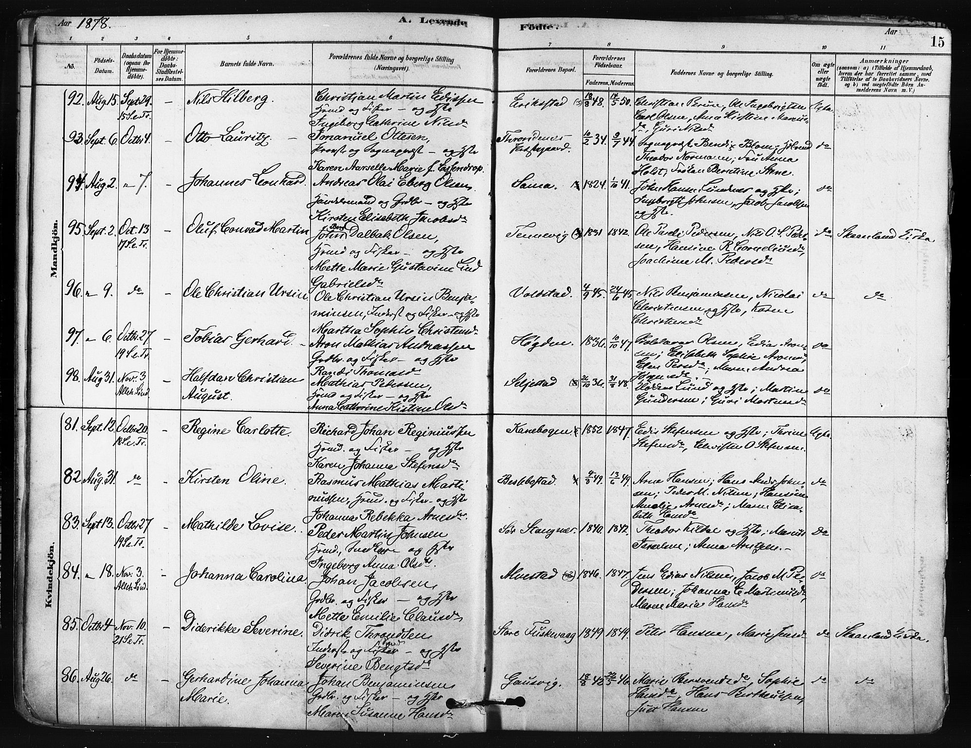 Trondenes sokneprestkontor, AV/SATØ-S-1319/H/Ha/L0014kirke: Ministerialbok nr. 14, 1878-1889, s. 15