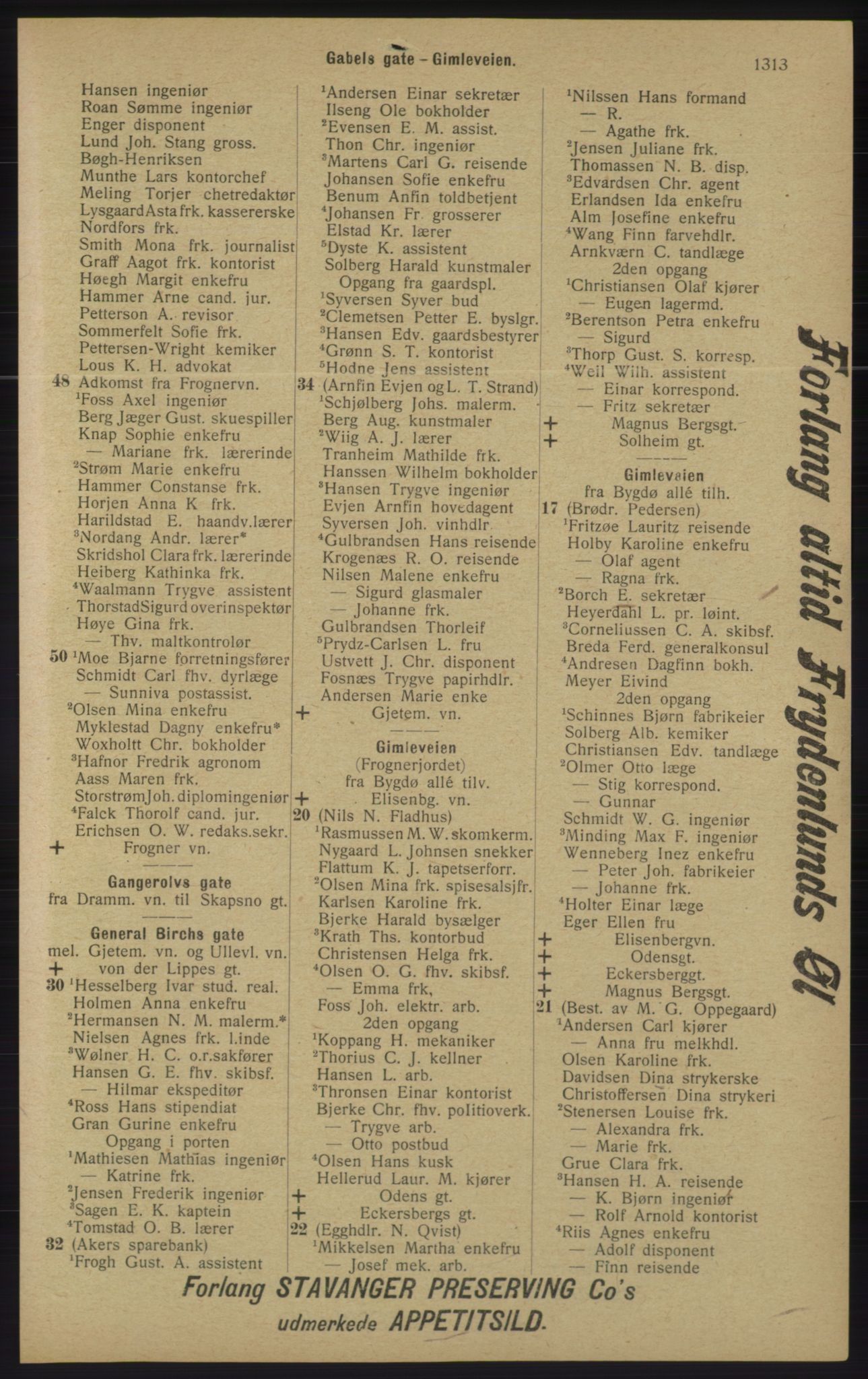 Kristiania/Oslo adressebok, PUBL/-, 1913, s. 1269