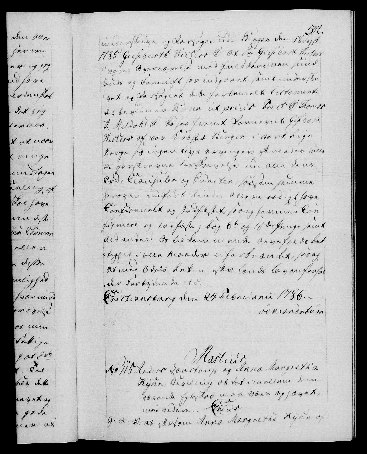 Danske Kanselli 1572-1799, RA/EA-3023/F/Fc/Fca/Fcaa/L0051: Norske registre, 1786-1787, s. 54a