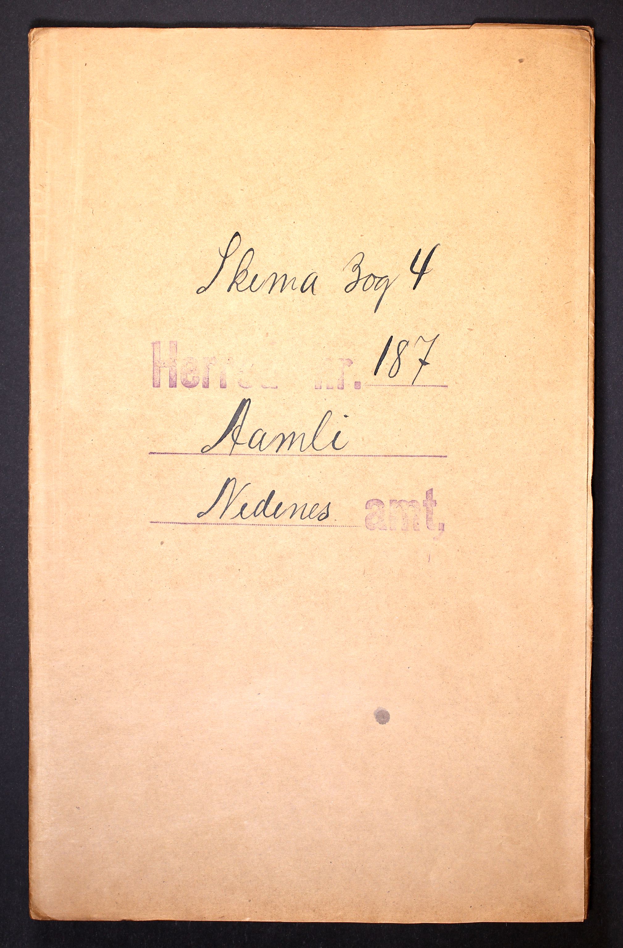 RA, Folketelling 1910 for 0929 Åmli herred, 1910, s. 1