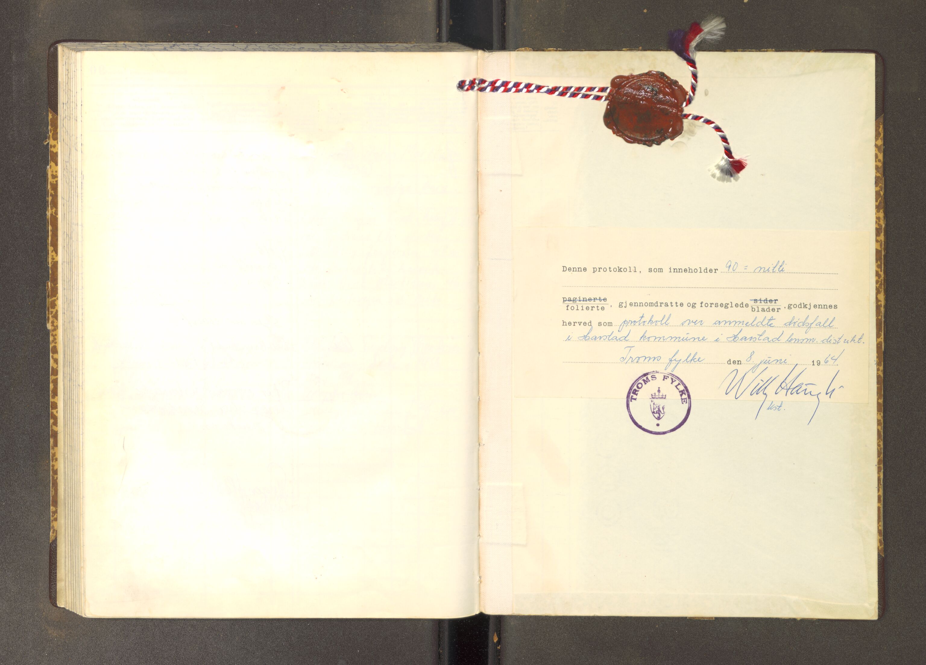 Harstad lensmannskontor, AV/SATØ-SATØ-10/F/Fi/Fia/L0505: Dødsfallsprotokoller. Med register. Harstad kommune, 1964-1965