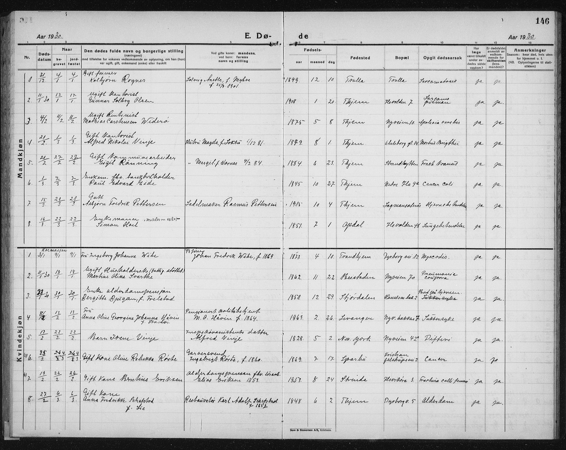 Ministerialprotokoller, klokkerbøker og fødselsregistre - Sør-Trøndelag, SAT/A-1456/603/L0176: Klokkerbok nr. 603C04, 1923-1941, s. 146