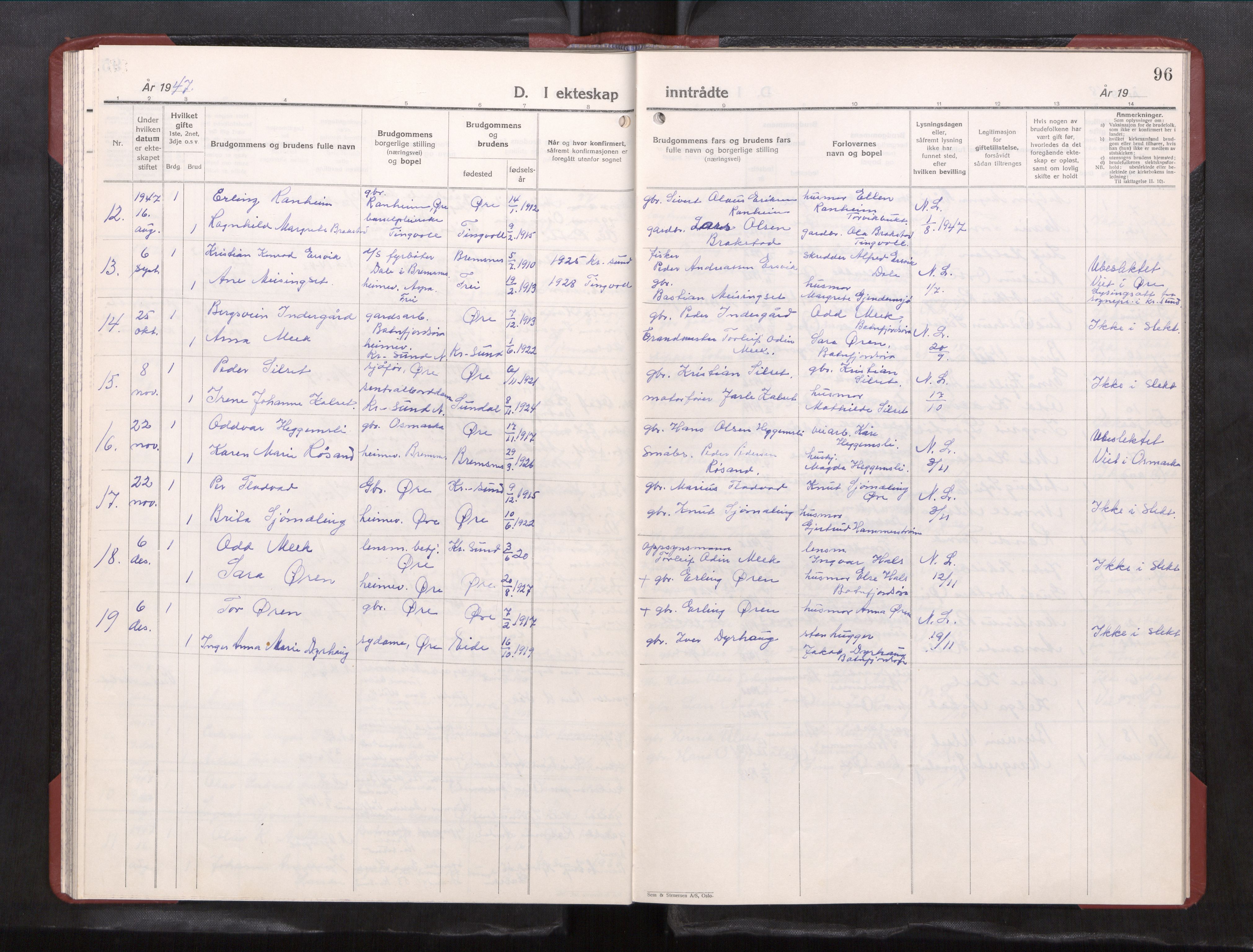 Ministerialprotokoller, klokkerbøker og fødselsregistre - Møre og Romsdal, AV/SAT-A-1454/584/L0972: Klokkerbok nr. 584---, 1947-1963, s. 96