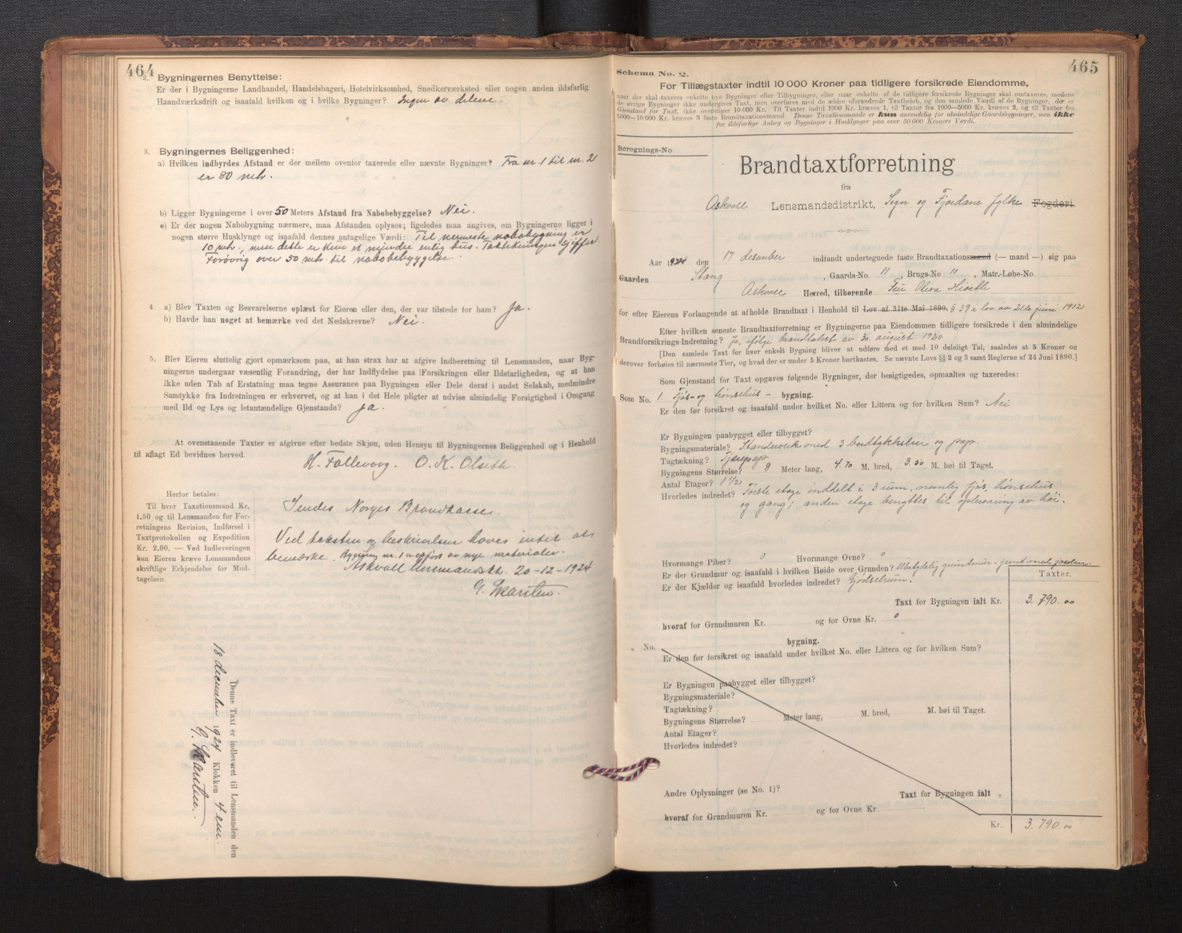 Lensmannen i Askvoll, AV/SAB-A-26301/0012/L0004: Branntakstprotokoll, skjematakst og liste over branntakstmenn, 1895-1932, s. 464-465