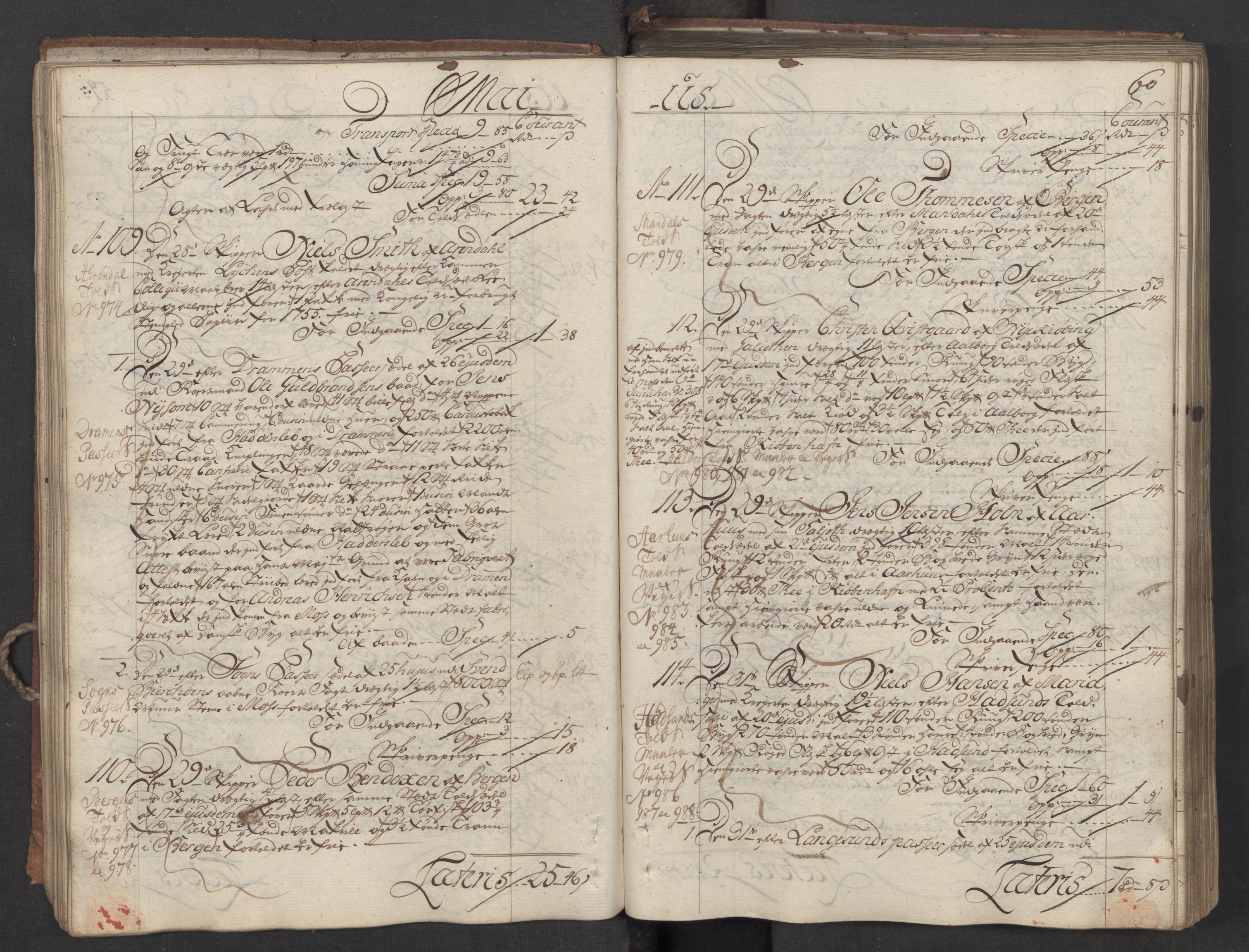 Generaltollkammeret, tollregnskaper, AV/RA-EA-5490/R06/L0037/0001: Tollregnskaper Kristiania / Inngående hovedtollbok, 1756, s. 59b-60a