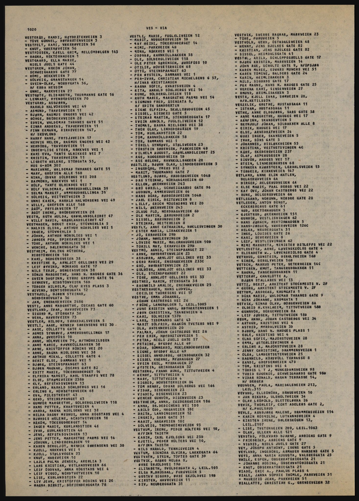 Kristiania/Oslo adressebok, PUBL/-, 1984-1985, s. 1020