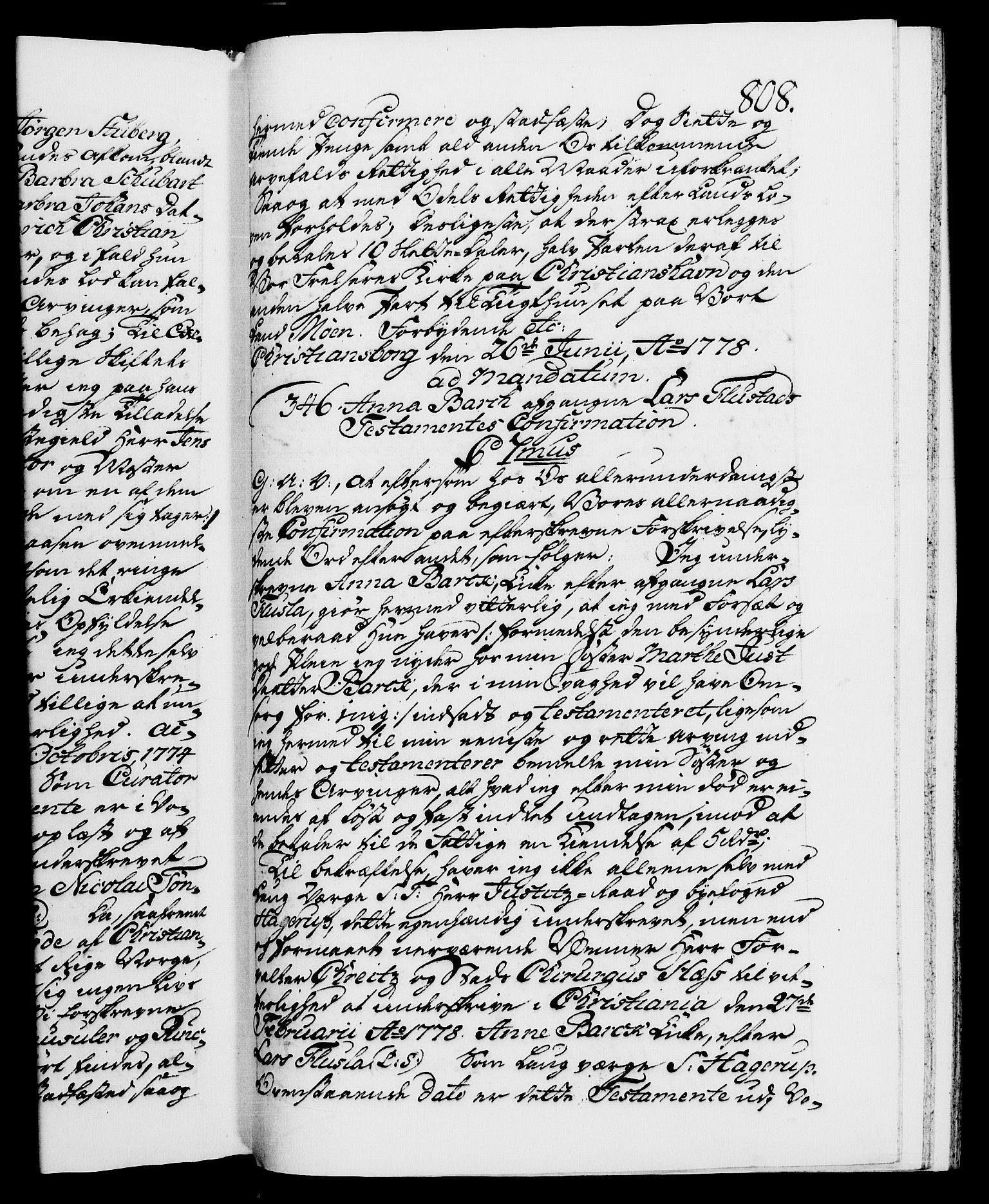 Danske Kanselli 1572-1799, RA/EA-3023/F/Fc/Fca/Fcaa/L0047: Norske registre, 1776-1778, s. 808a