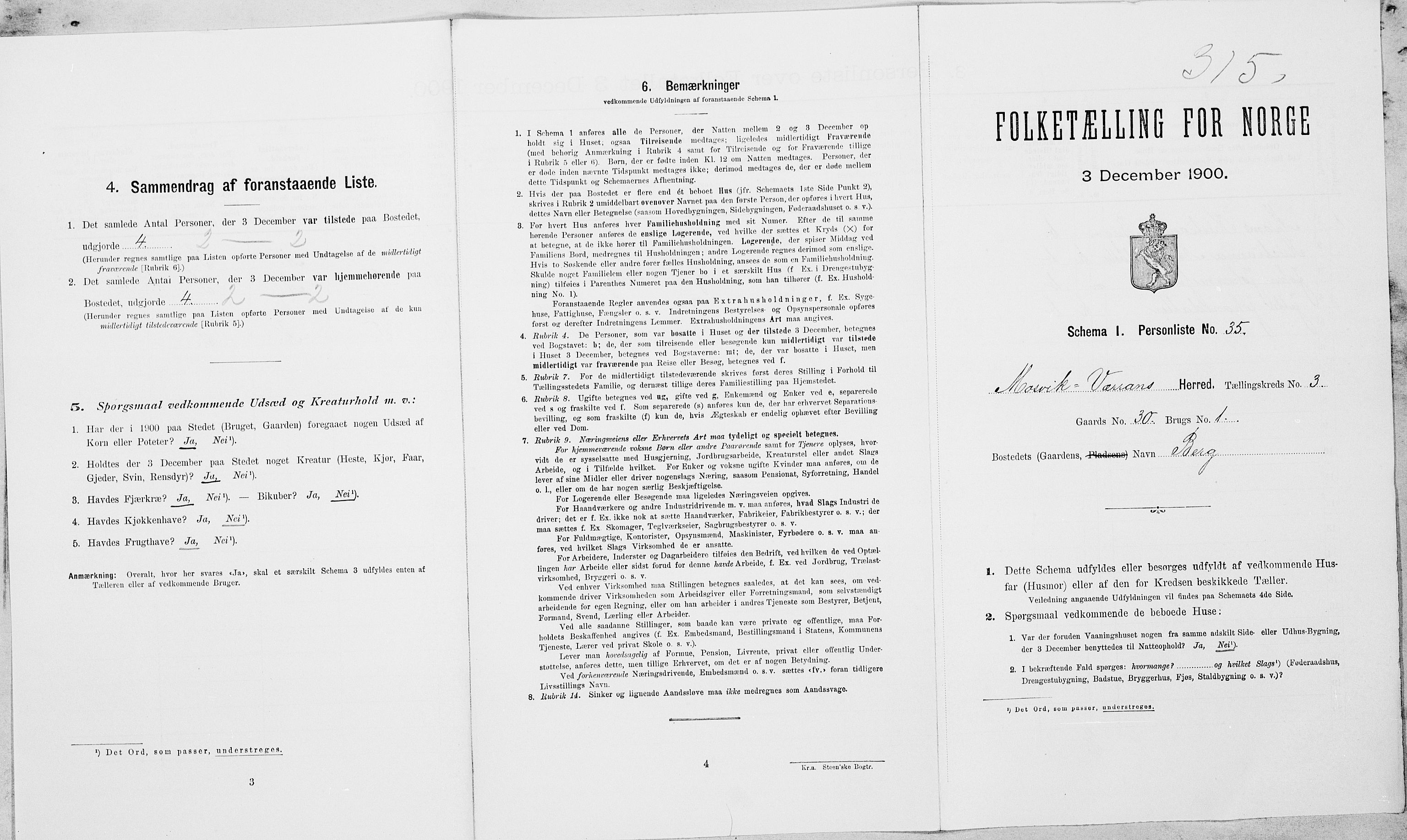 SAT, Folketelling 1900 for 1723 Mosvik og Verran herred, 1900, s. 335